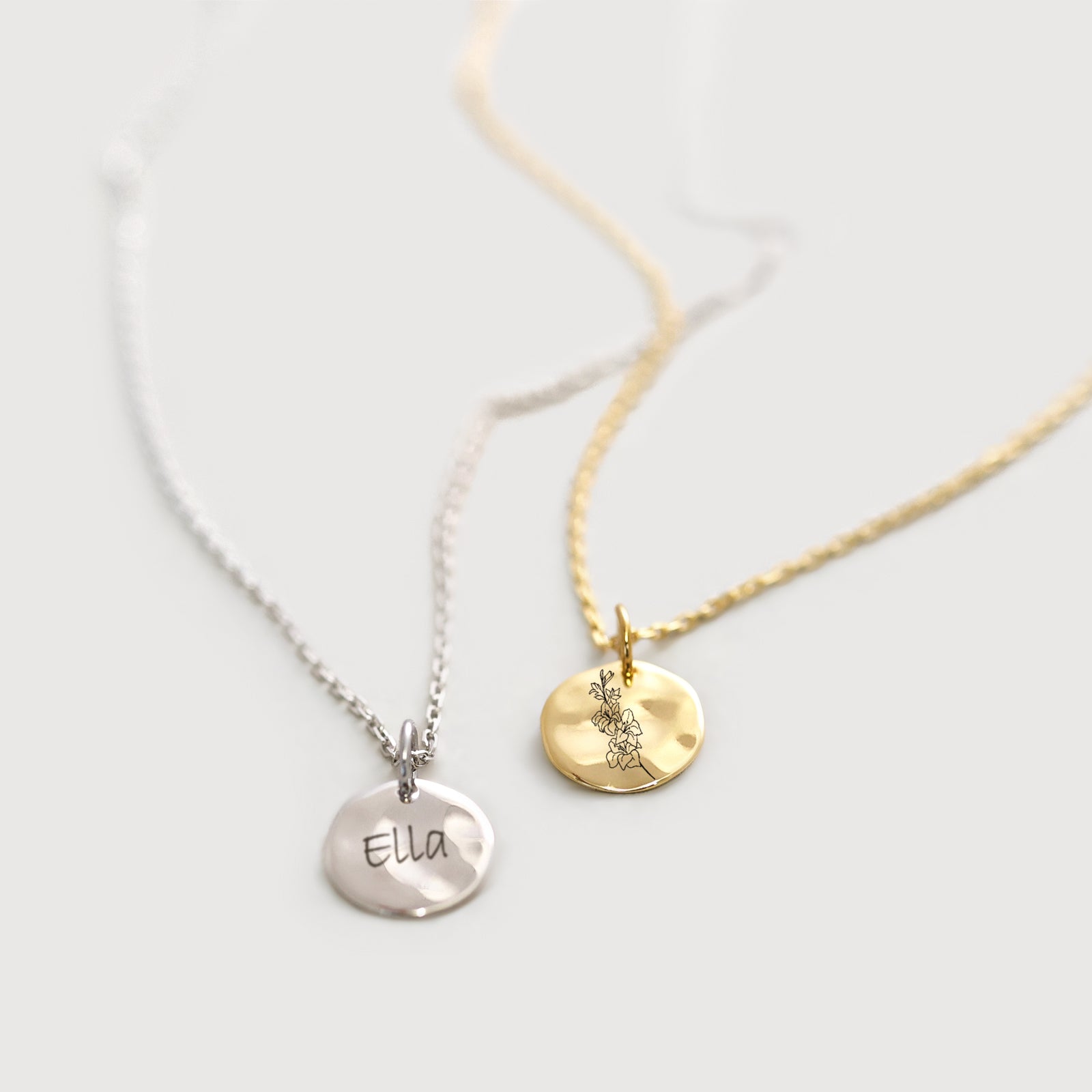 Personalisierte Hammerschlag Halskette - 925er Sterling Silber Damen Halskette VIVIANNASCHMUCK