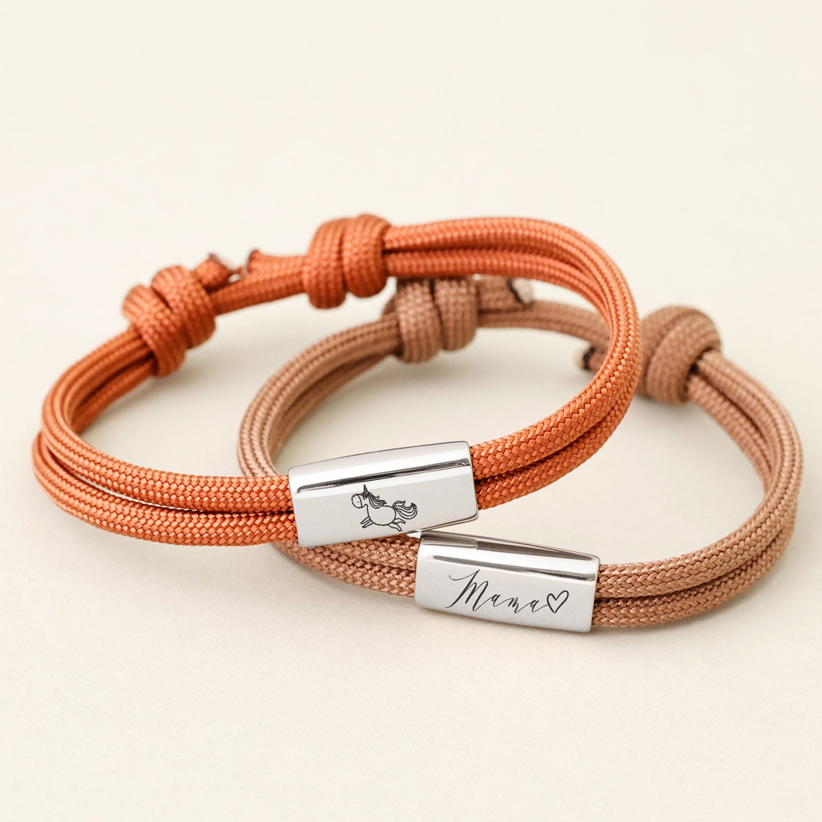 Segeltau Armband mit Wunschgravur -Erdton