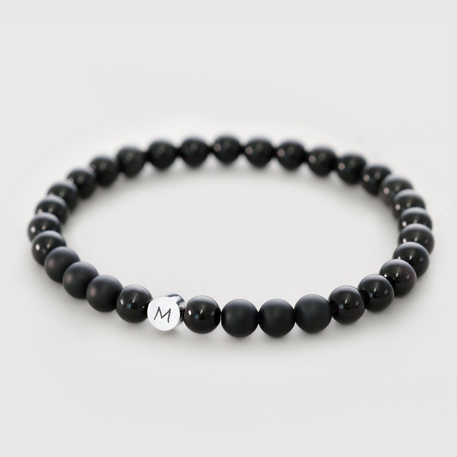 Armband mit Obsidian- und schwarzen mattierten Onyx-Perlen