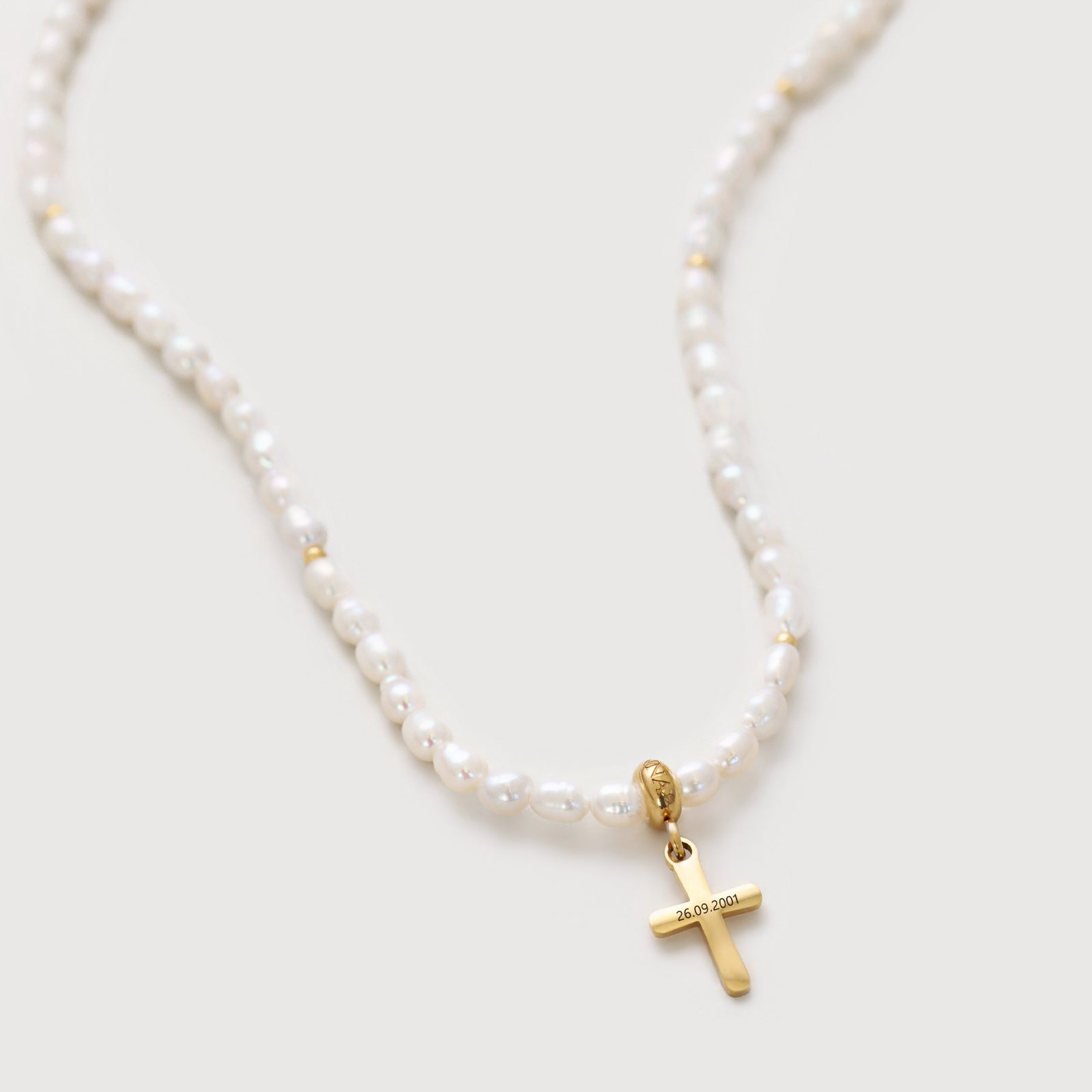 Süßwasserperlen Halskette mit Kreuz