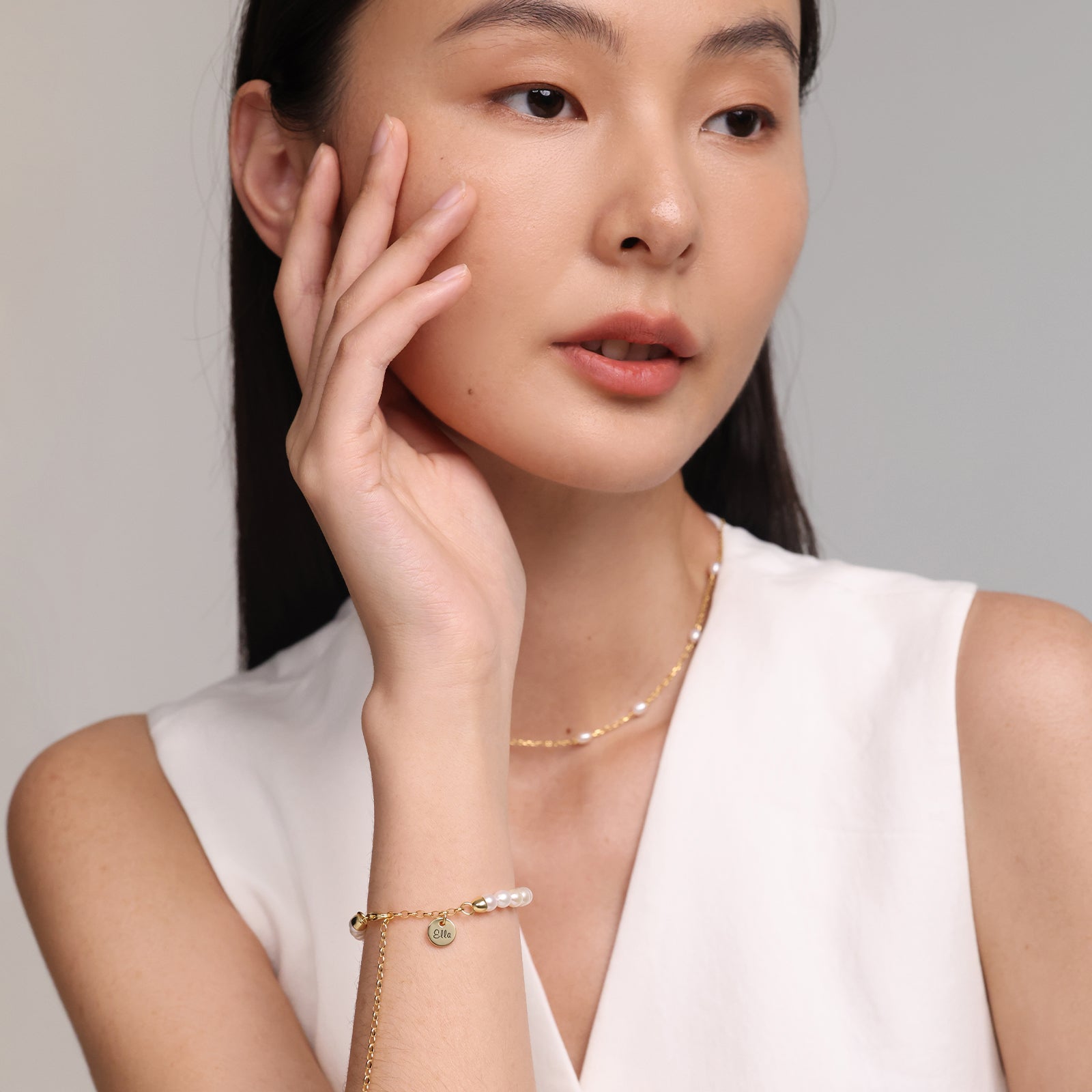 Perlenarmband mit echten Süßwasserperle - 925er Sterling Silber