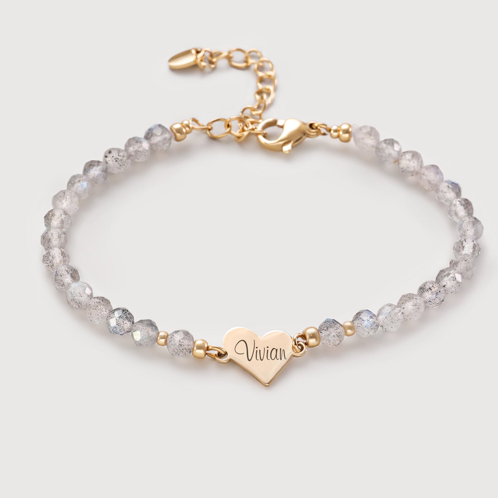 Labradorit Armband mit Herzanhänger