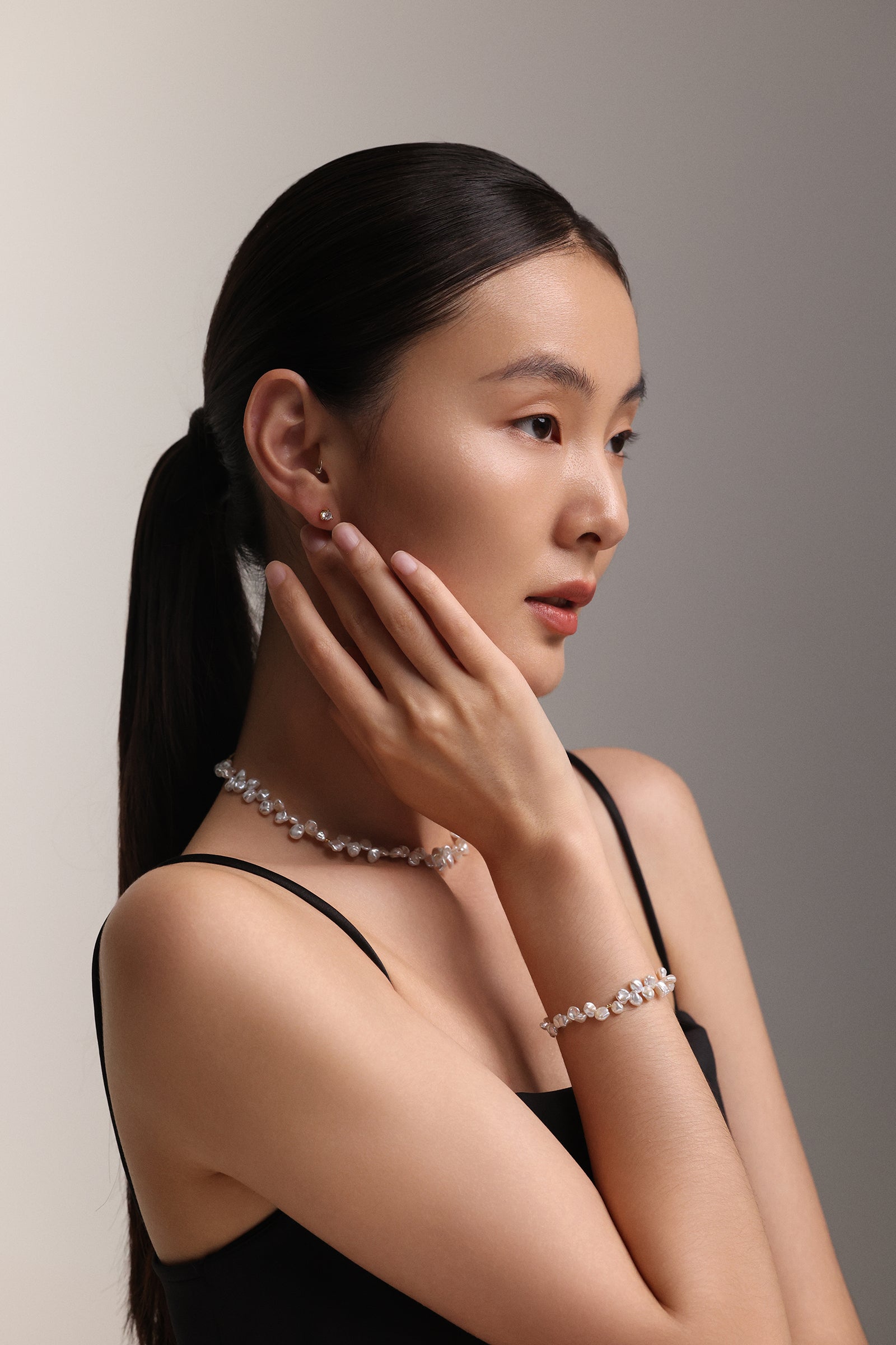 Freshwater pearl necklace - 925 sterling silver - minimalist gift