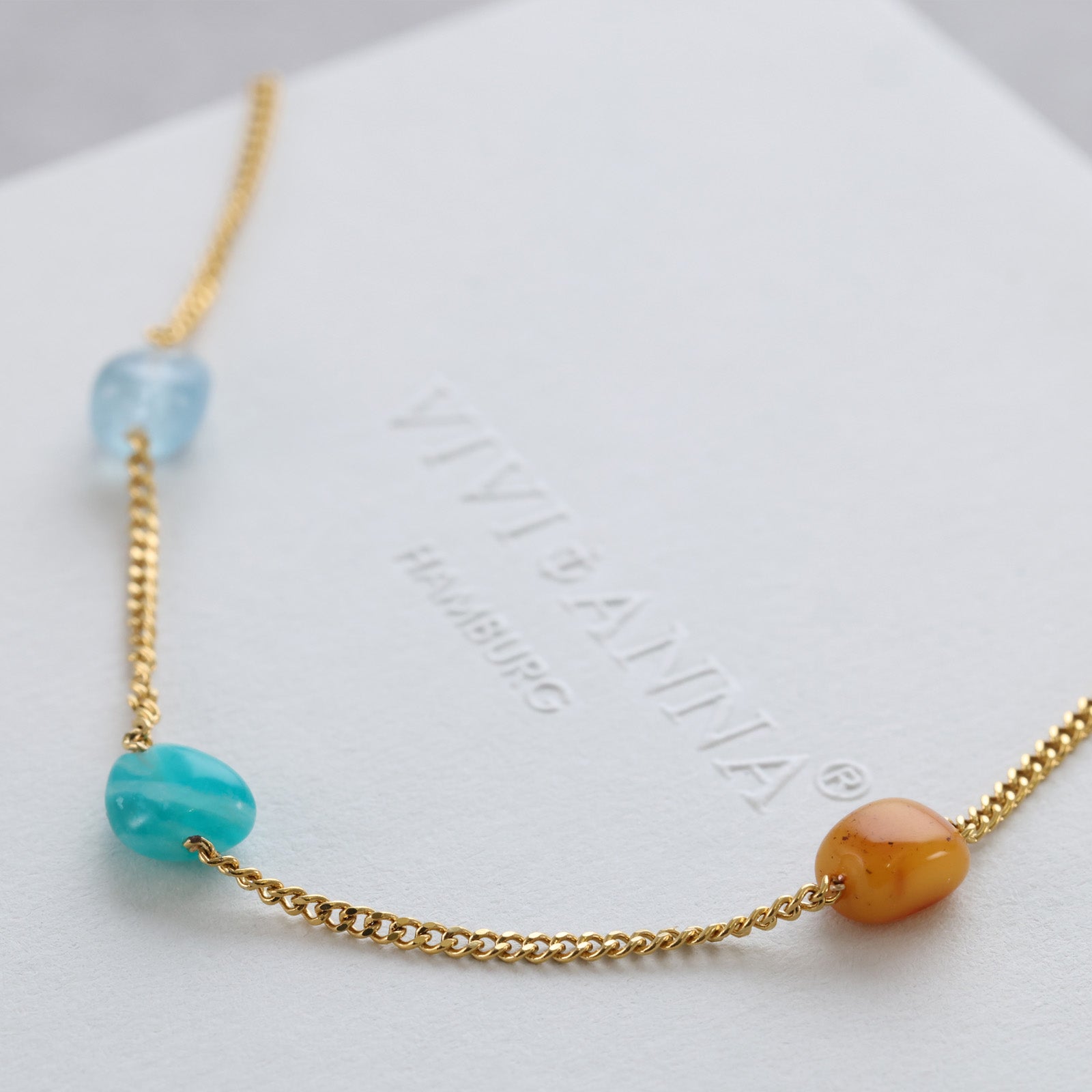 Halskette mit Natursteinen - Individuell kombinierbar Damen Halskette VIVIANNASCHMUCK