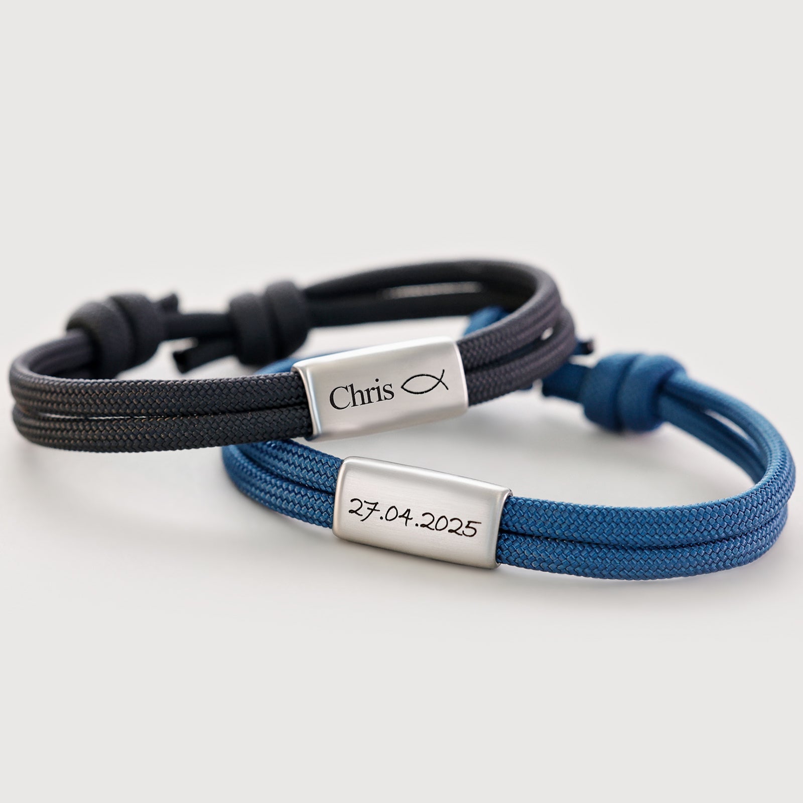 Personalisiertes Segeltau Armband mit Gravur - Geschenke zur Kommunion mit Karte Kinder Armband VIVIANNASCHMUCK