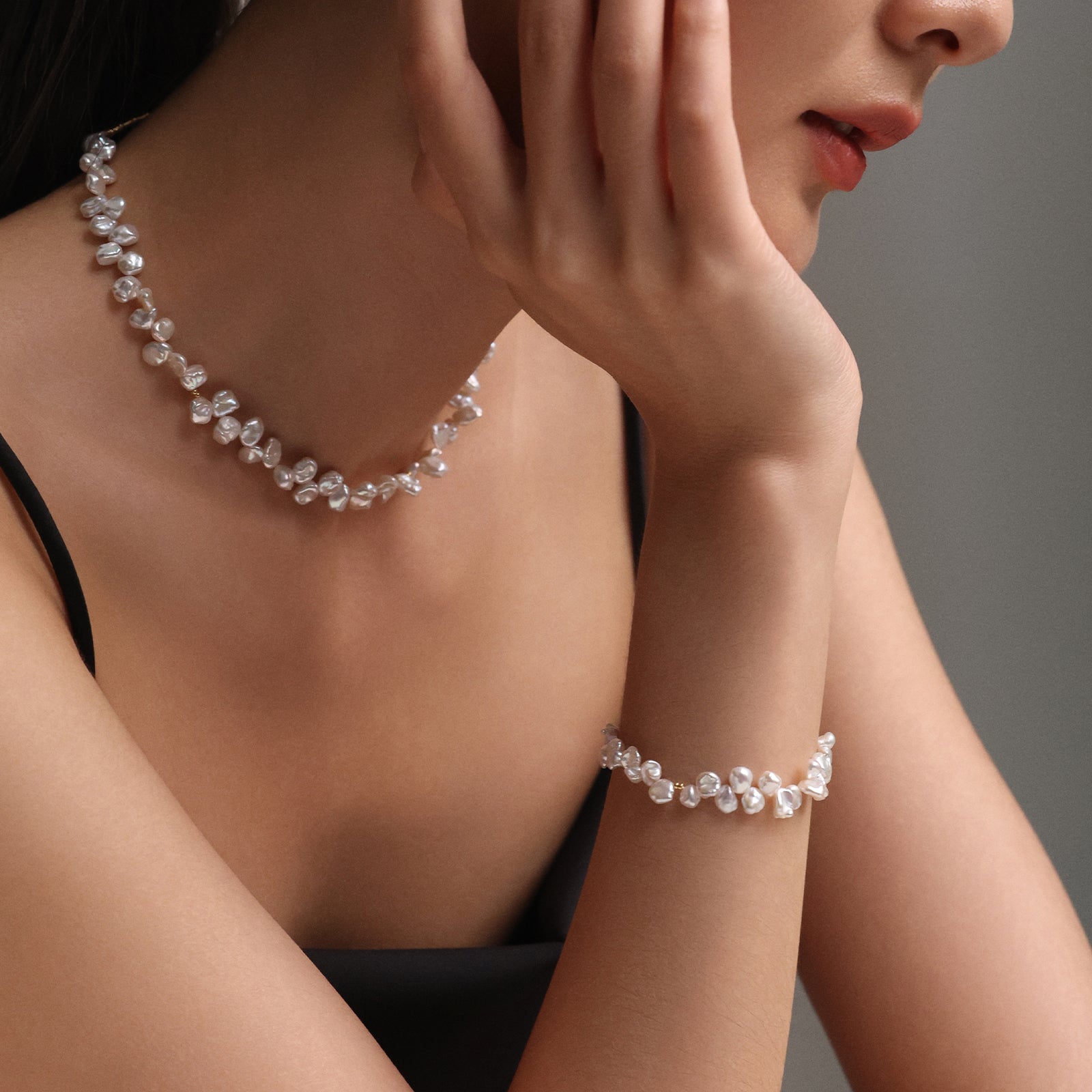 Freshwater pearl necklace - 925 sterling silver - minimalist gift