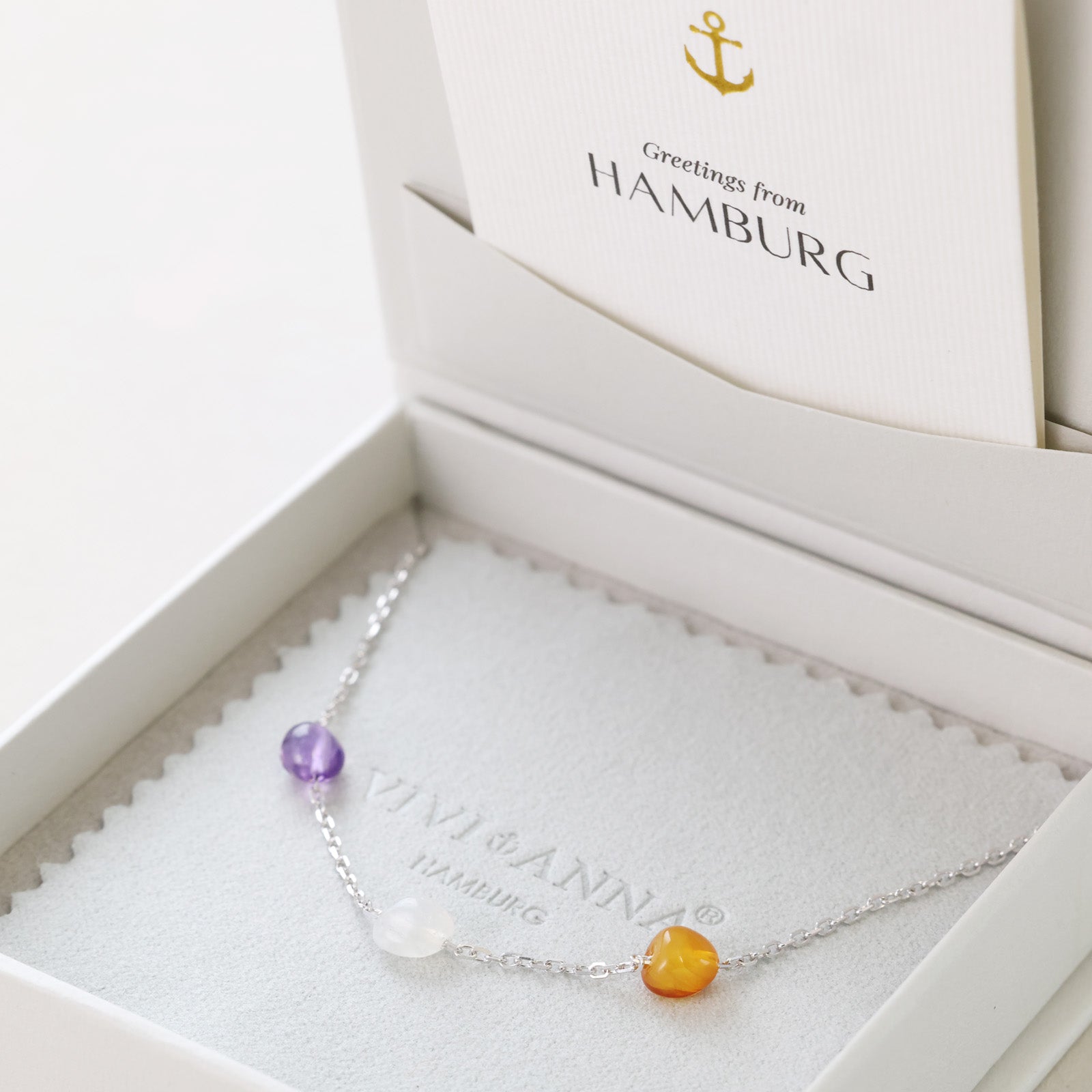 Energie-Halskette mit natürlichen Edelsteinene - 925er Sterling Silber Damen Halskette VIVIANNASCHMUCK