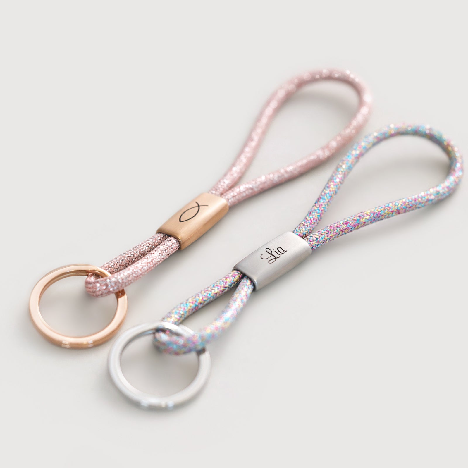 Glitzer Schlüsselband mit Gravur