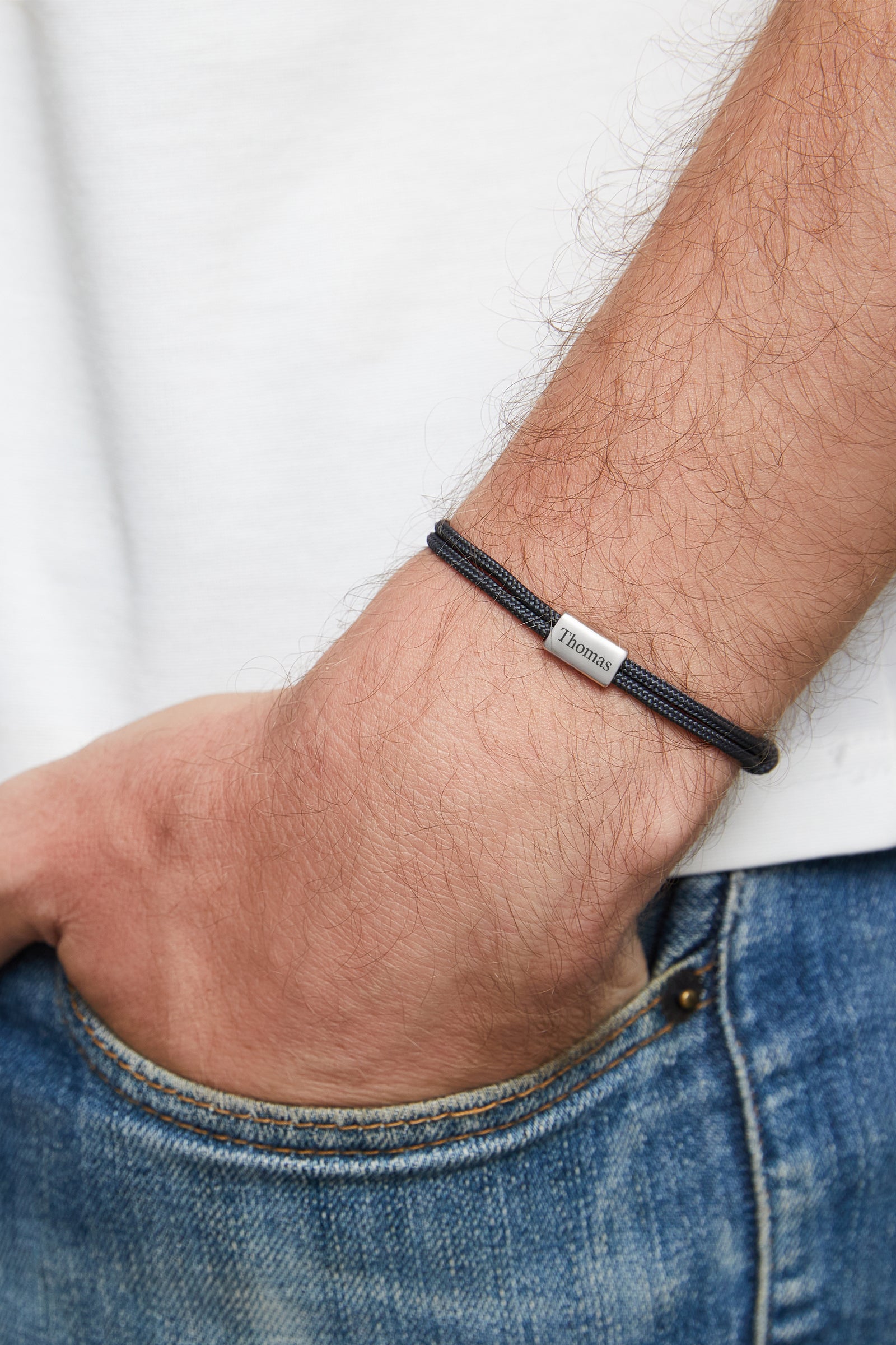 Feines Segeltau-Armband mit Gravur Herren Armband VIVIANNASCHMUCK