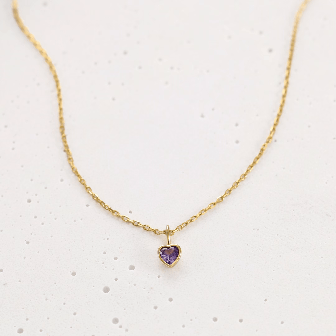 Geburtsstein-Kette mit herzförmigen Anhängern aus Zirkonia - 925 Sterling Silber