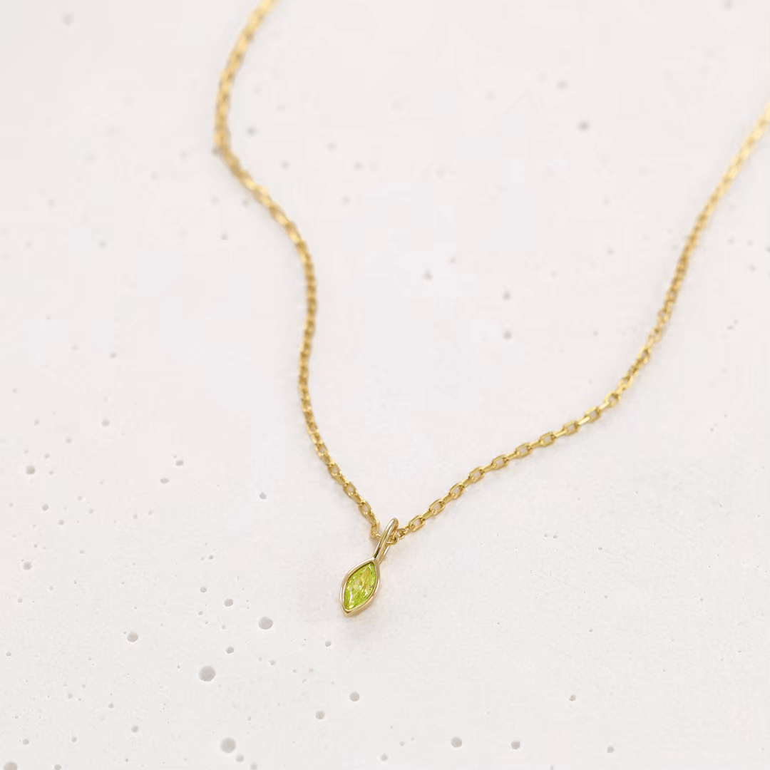 Geburtsstein-Kette mit Navette-Anhängern aus Zirkonia - 925 Sterling Silber