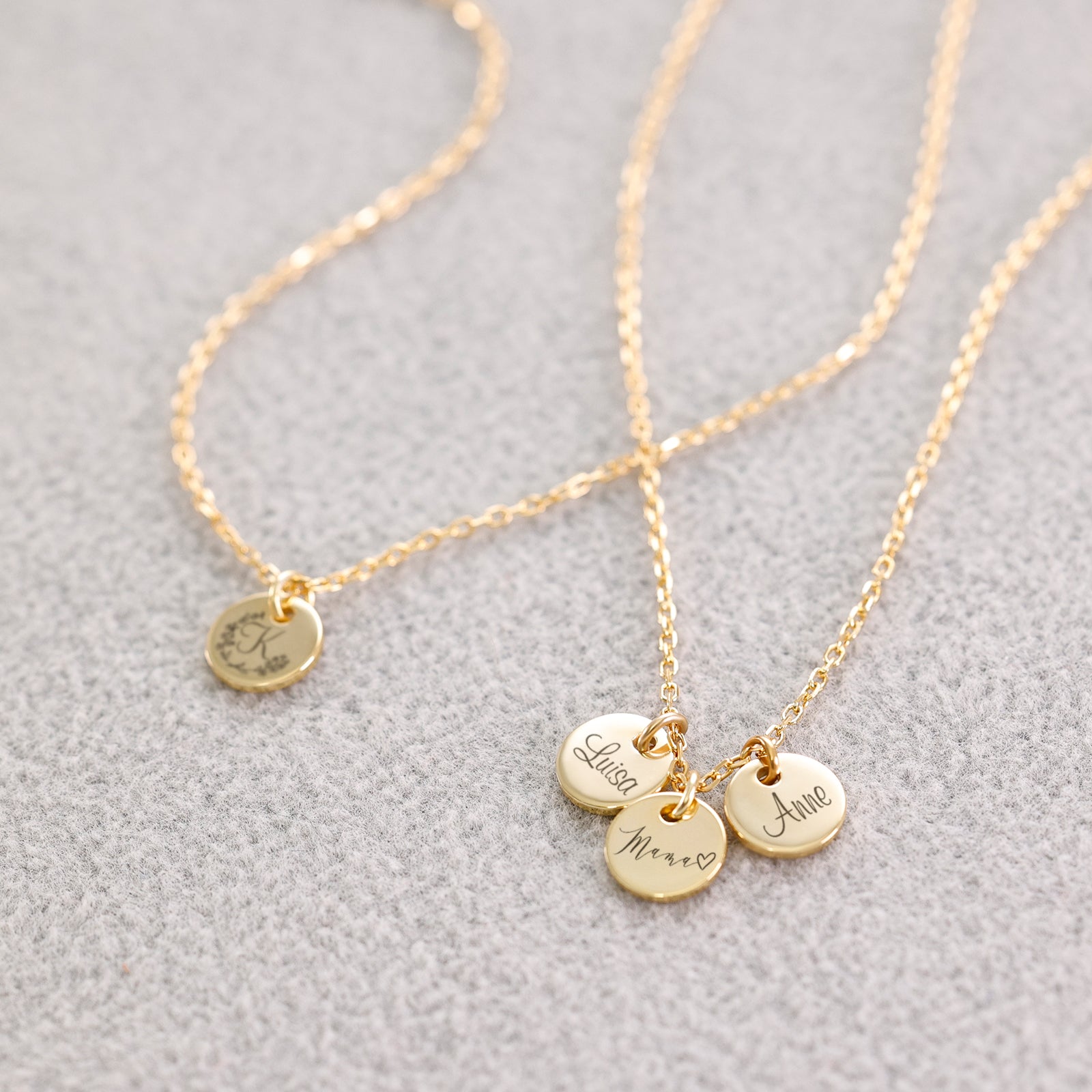 Personalisierte Kette mit rundem Plättchen - 925er Sterling Silber