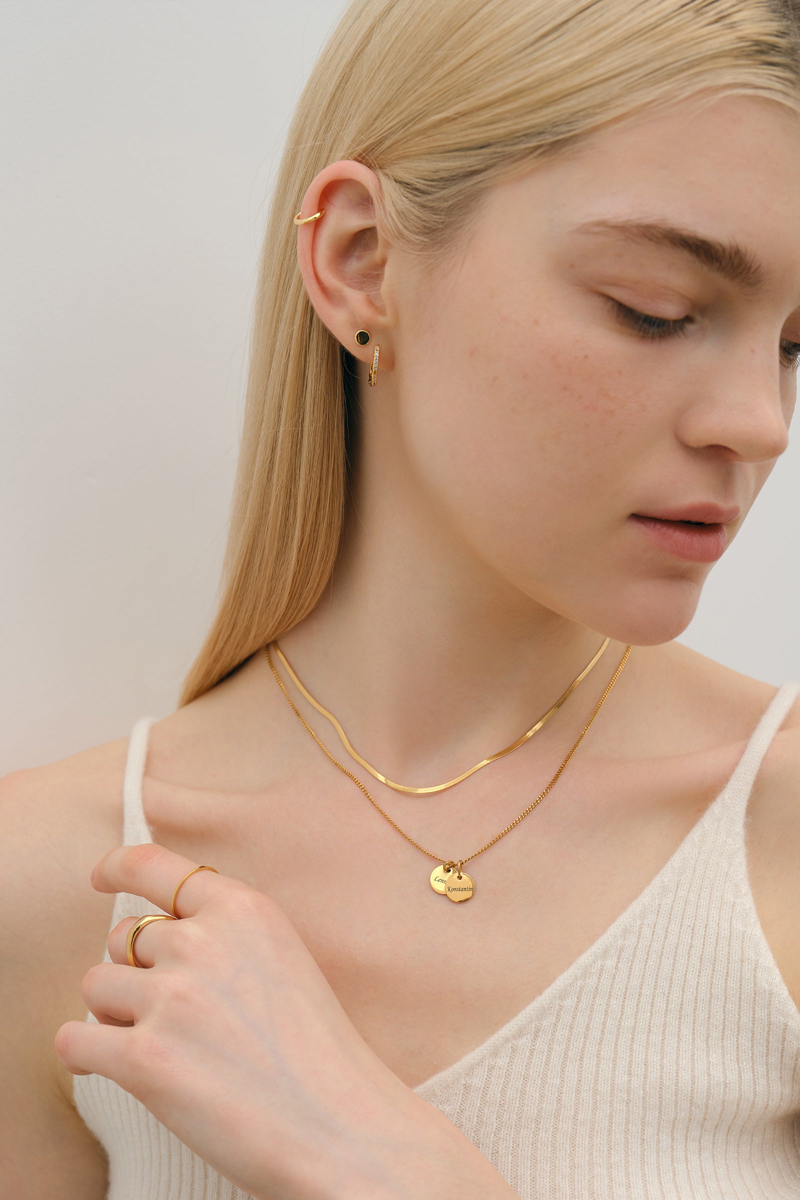 Personalisierte Kette mit rundem Plättchen - 925er Sterling Silber