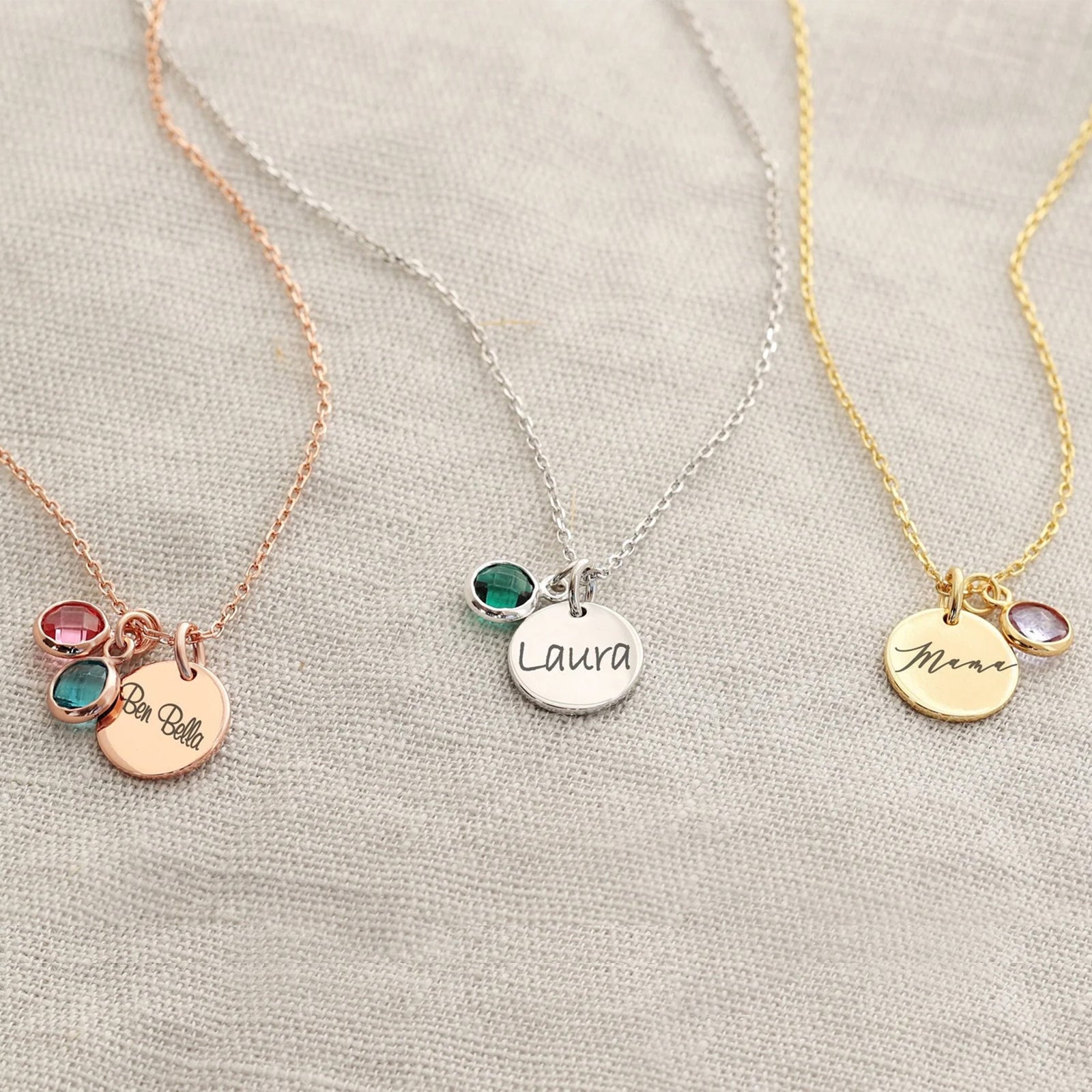Personalized necklace with birthstone made of 925 silver