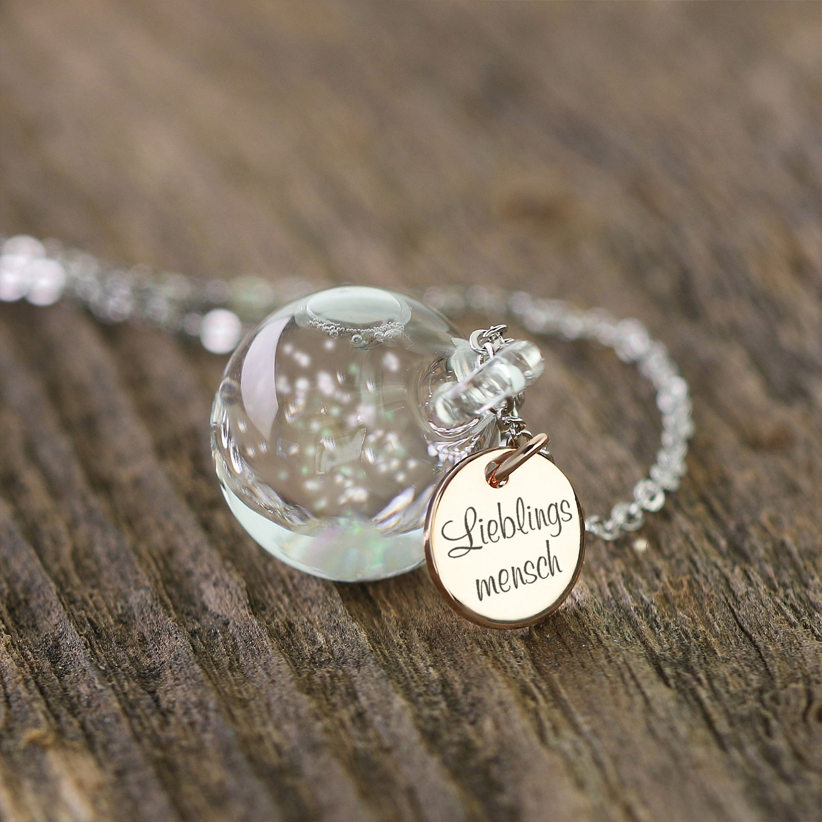 Personalized real mini snow globe necklace