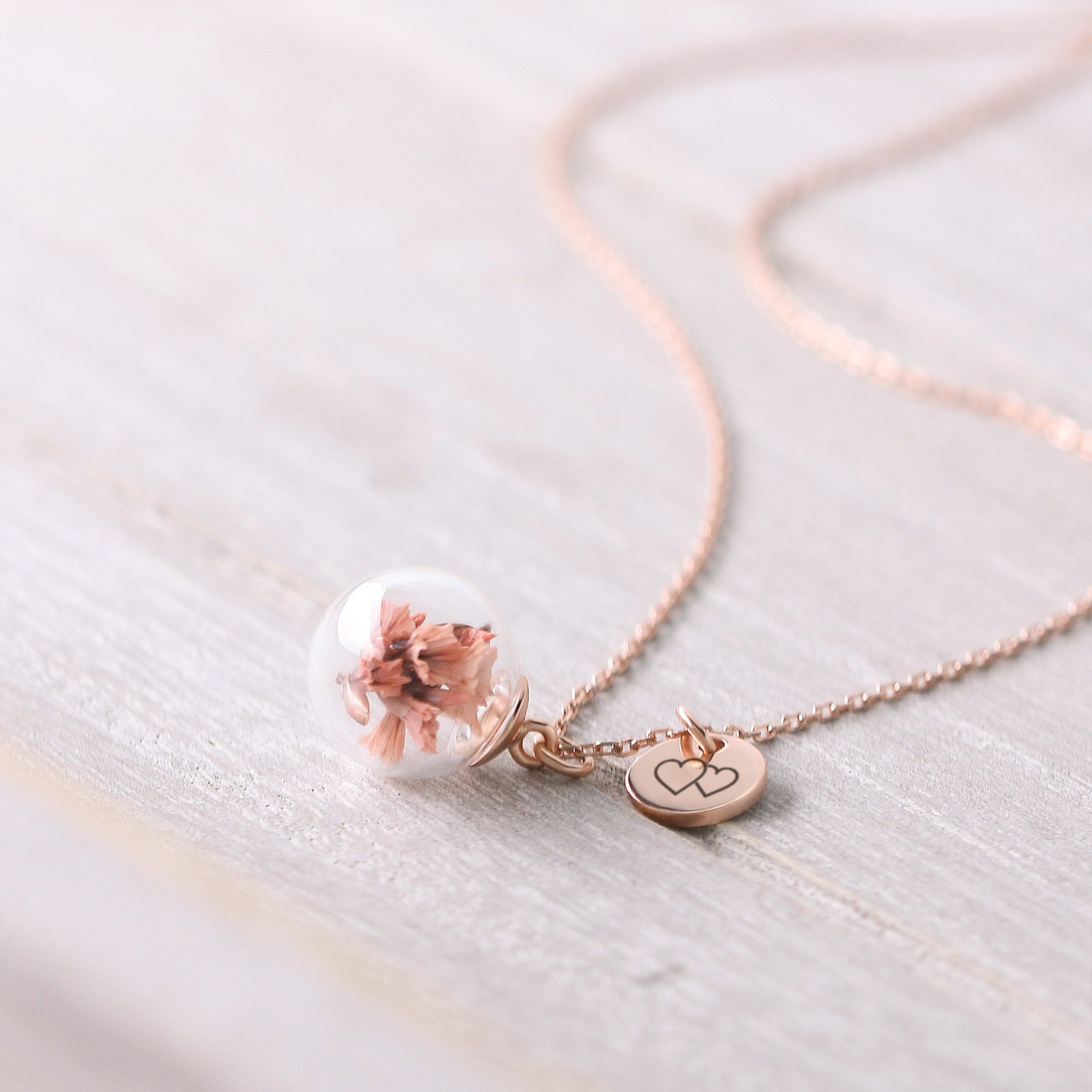 Personalized necklace with real sea lavender