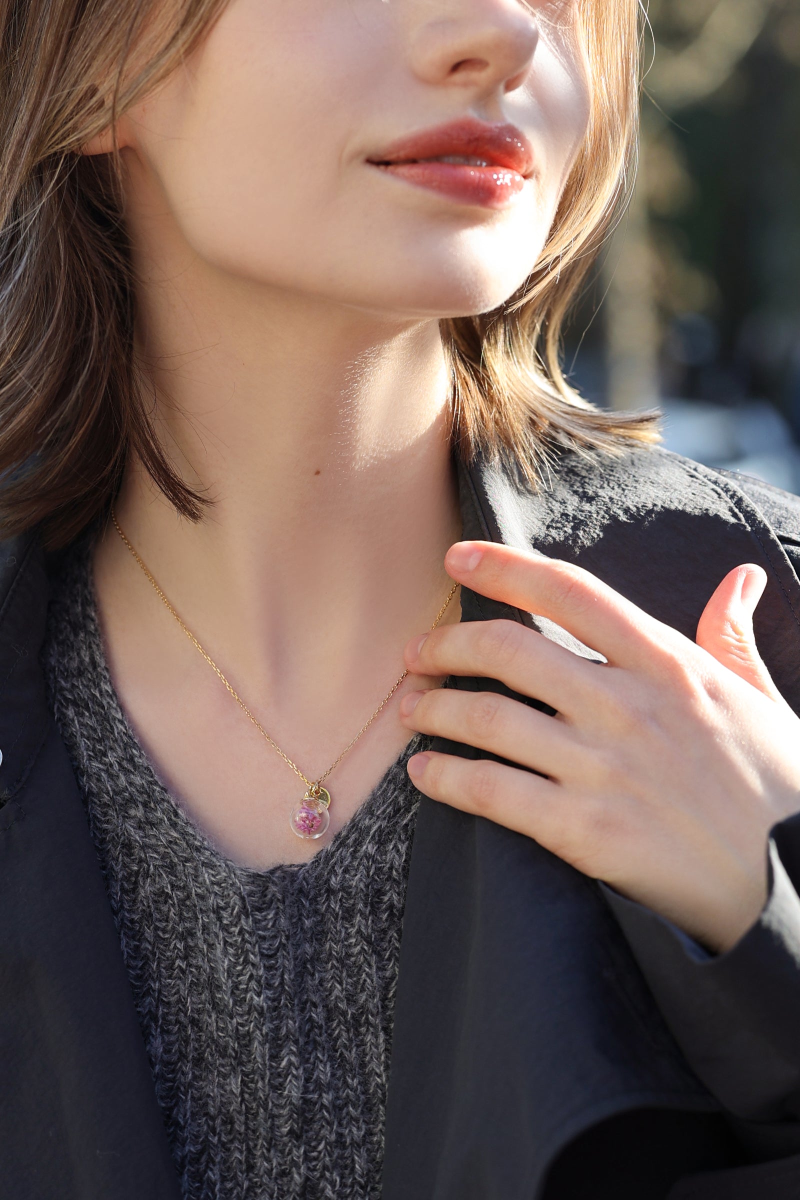 Personalized necklace with real sea lavender