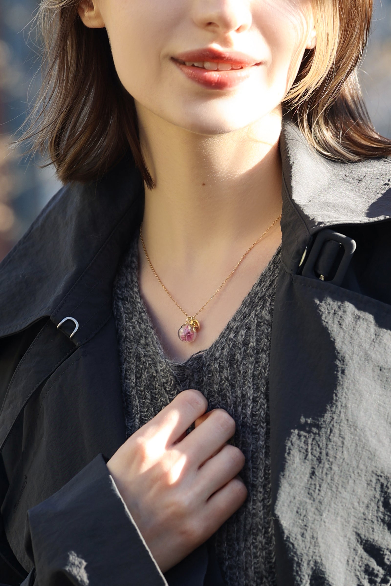 Personalized necklace with real sea lavender