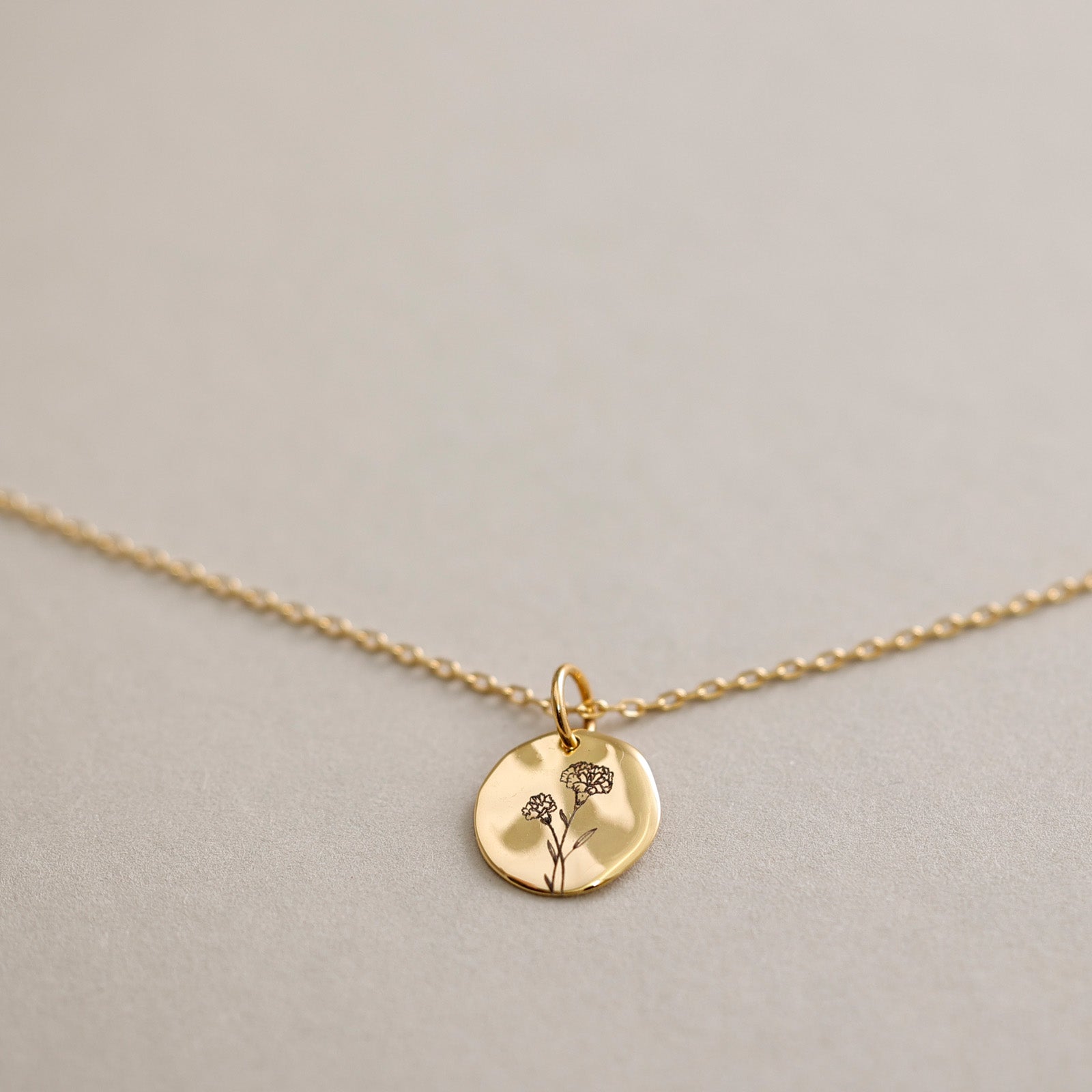 925er Silber Geburtsblumen Kette - Personalisierte Hammerschlag Halskette - Gehämmerte Plättchen Halskette - Florale Halskette - KE019 - VIVIANNASCHMUCK