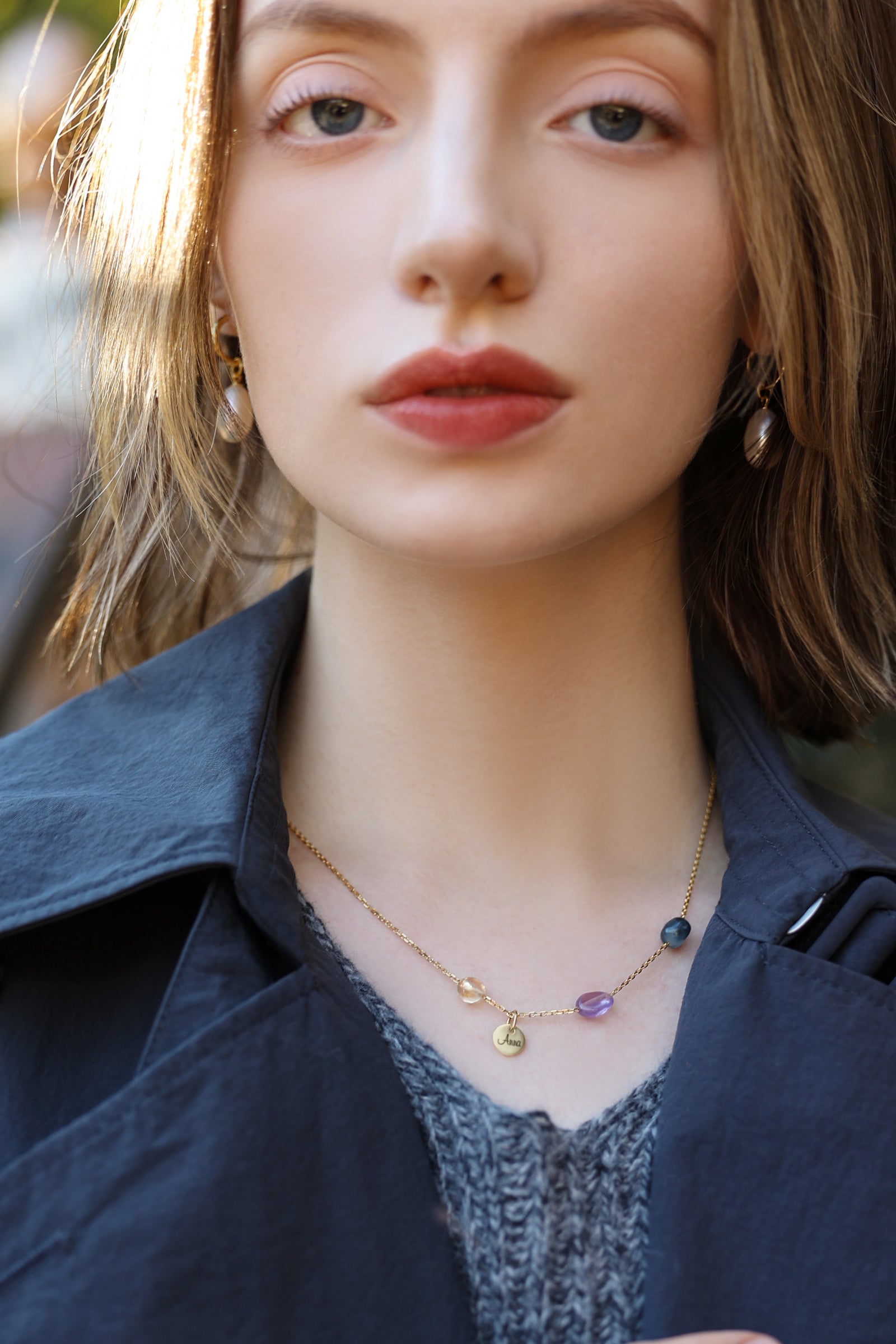 Individuelle Heilenergie-Kette mit personalisiertem Plättchen - 925er Sterling Silber