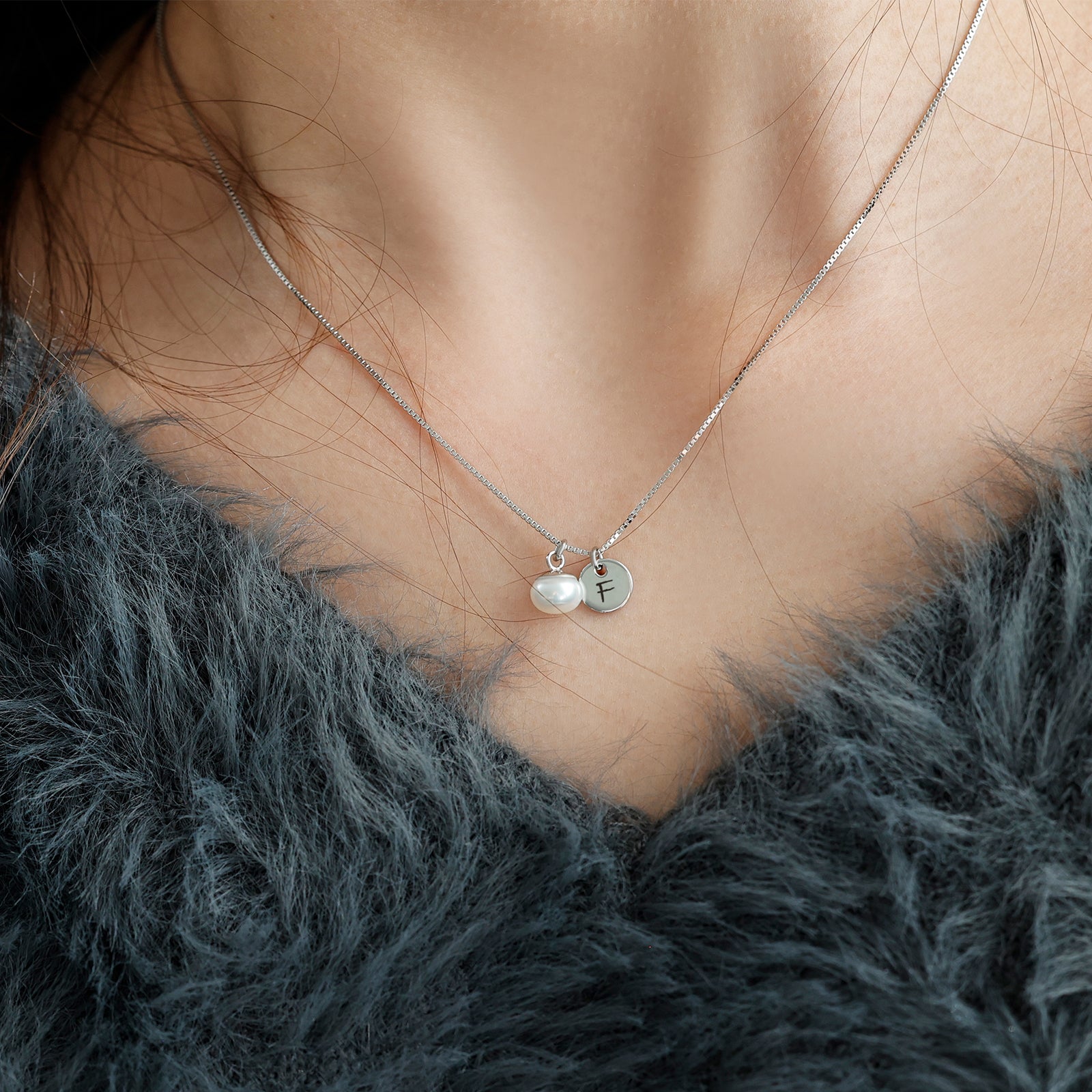 Women's Necklace with Freshwater Pearl - 925 Sterling Silver