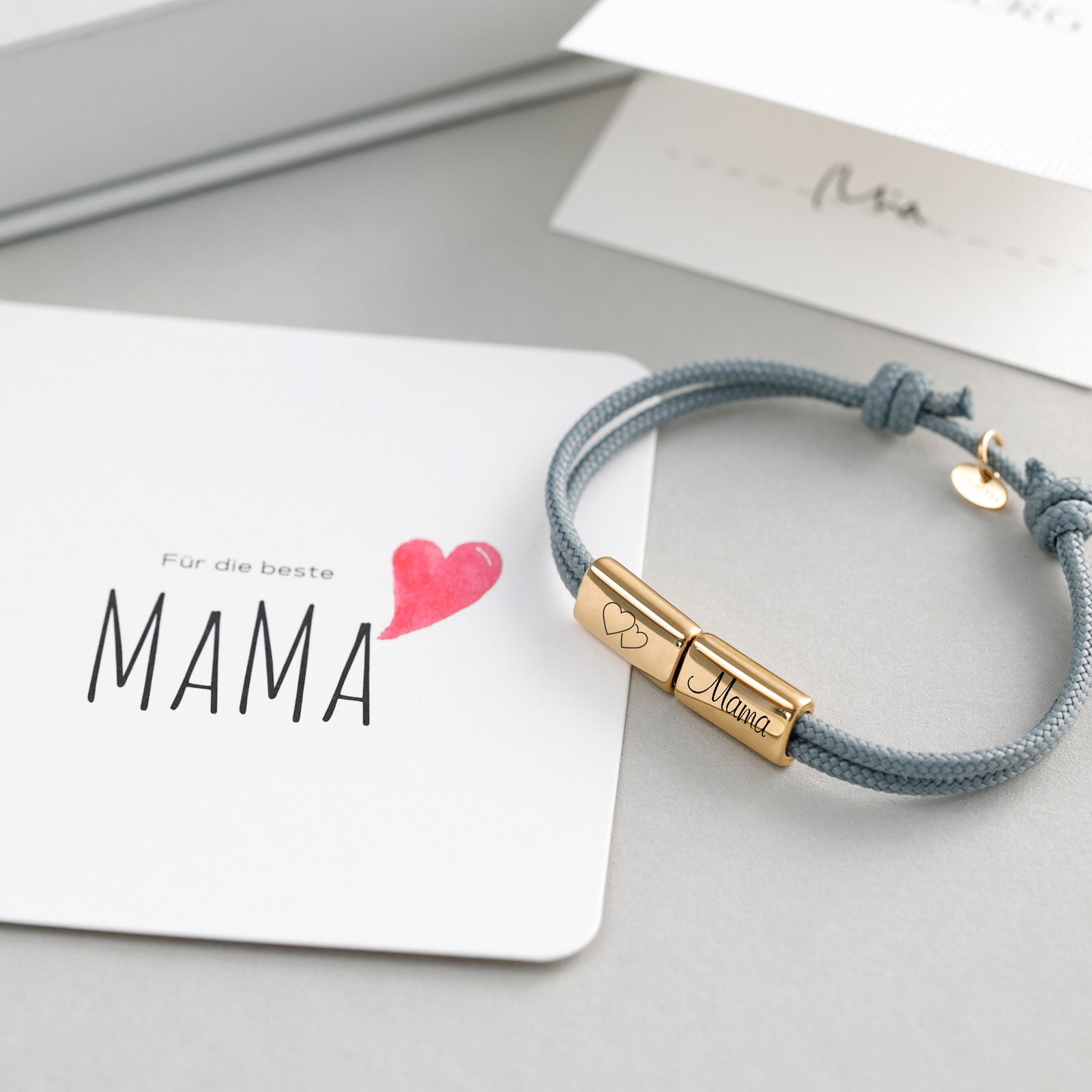 Segeltau Armband mit Gravur - Geschenk für Mama mit Karte