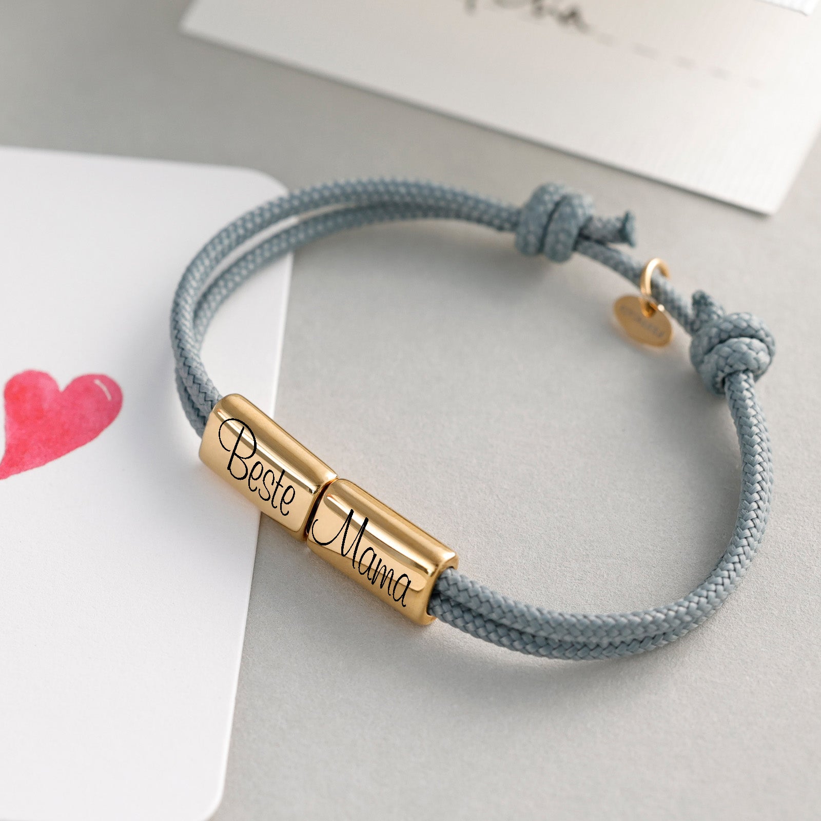 Segeltau Armband mit Gravur - Geschenk für Mama mit Karte