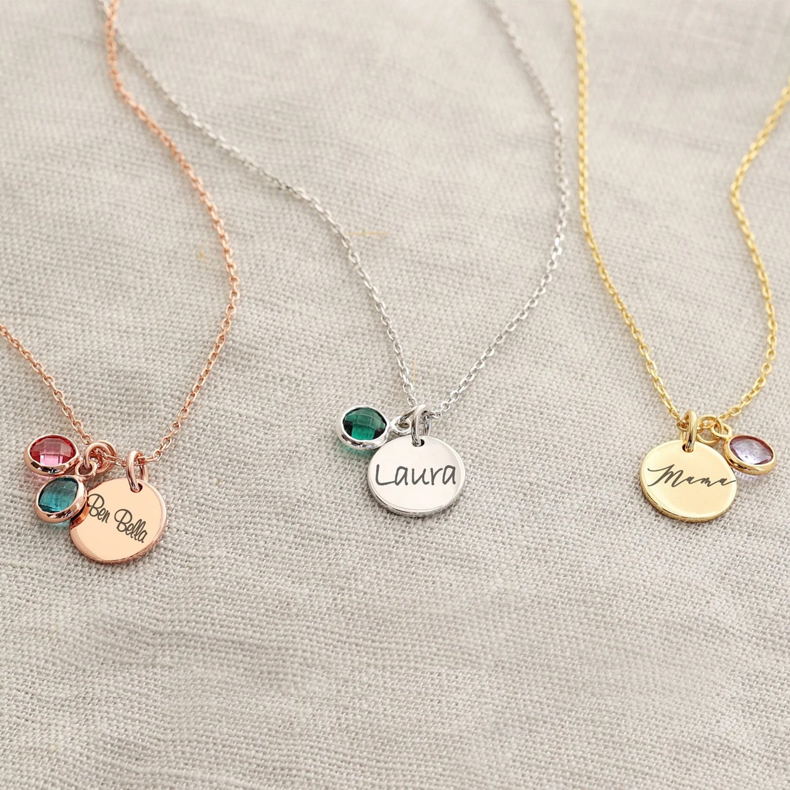 Geburtsstein Kette - 925er Sterling Silber - Geschenk für Mama mit Karte