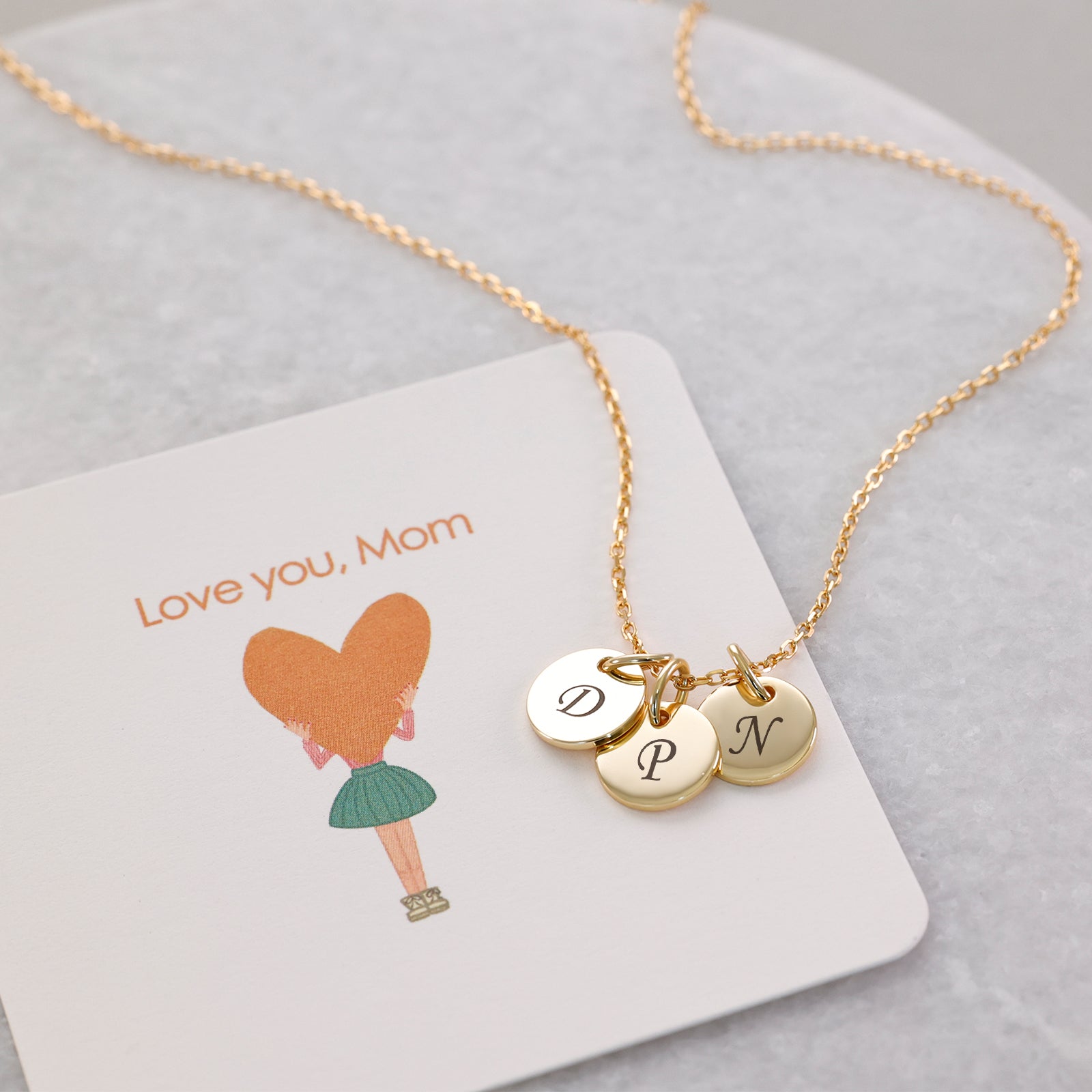 mini Plättchen-Kette - 925er Sterling Silber - Geschenk für Mama mit Karte
