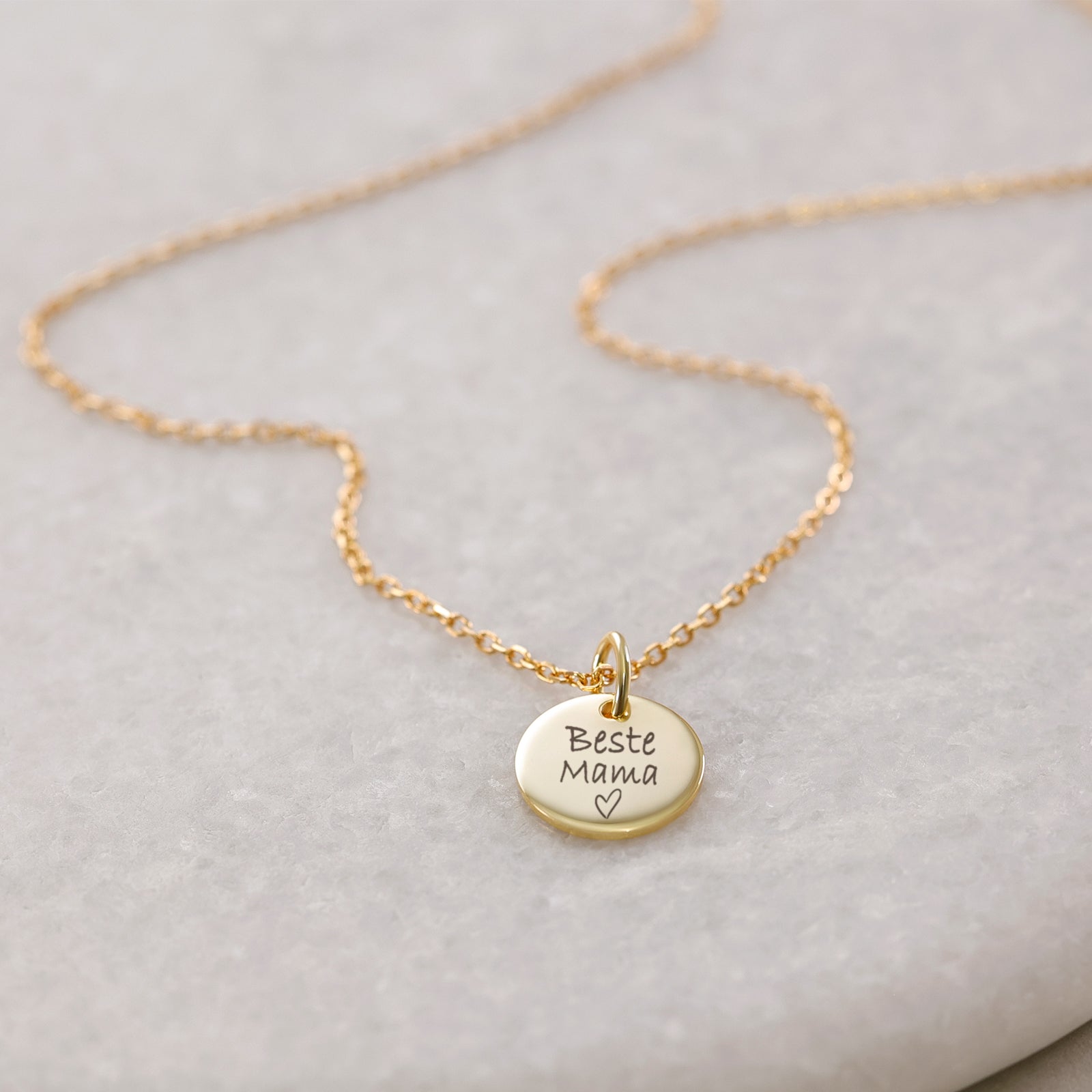 Plättchen-Kette - 925er Sterling Silber - Geschenk für Mama mit Karte