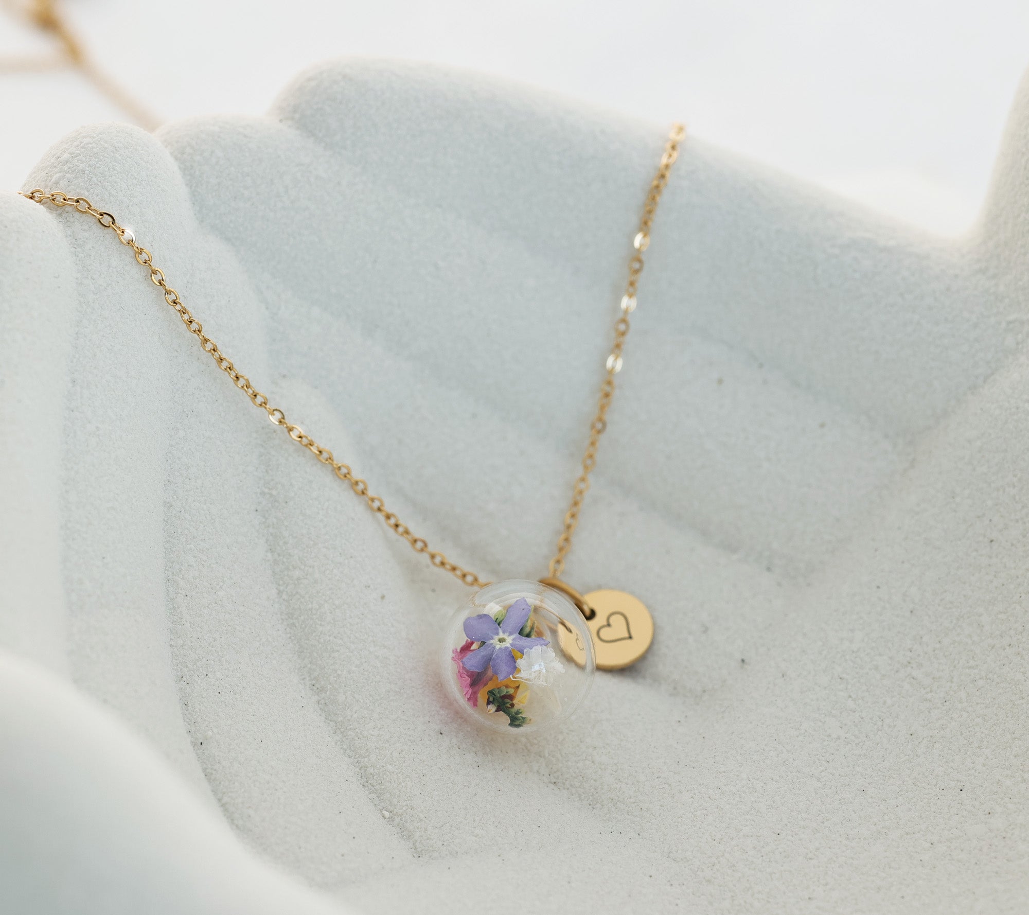 Personalisiertes Schmuckset mit echten Blumen - 925er Sterling Silber - VIVIANNASCHMUCK