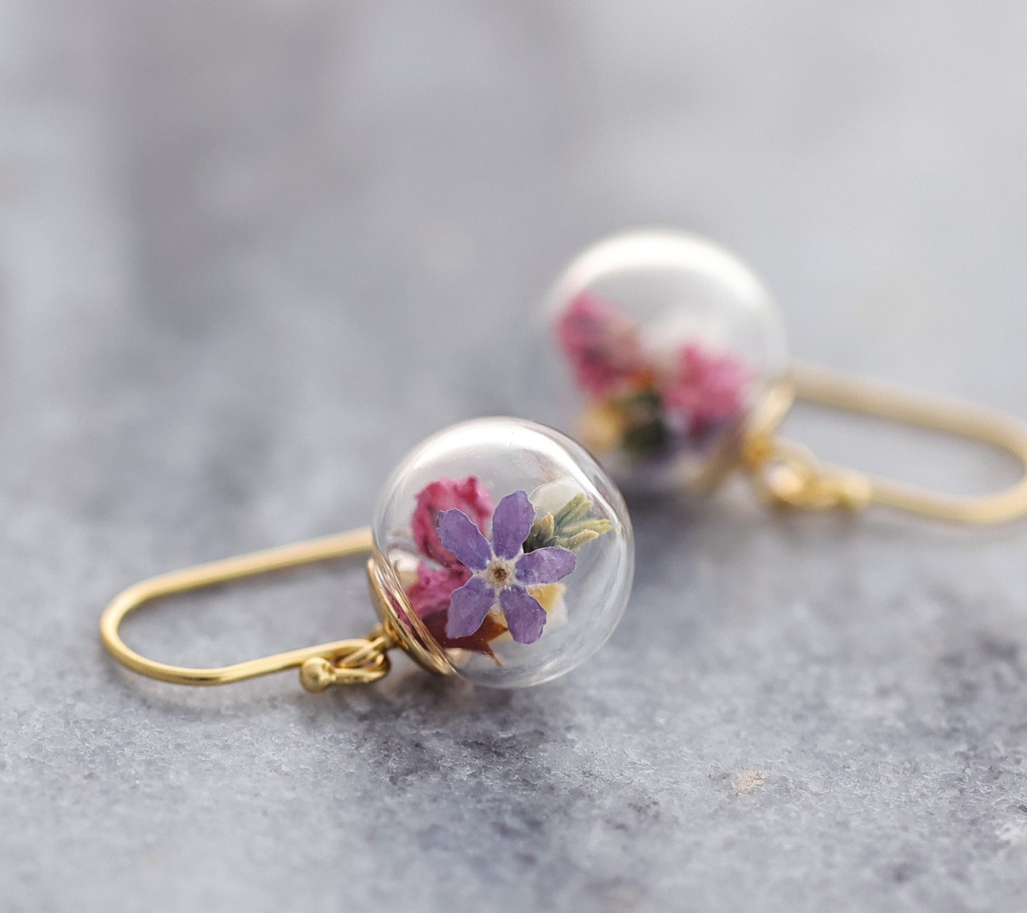 Personalisiertes Schmuckset mit echten Blumen - 925er Sterling Silber - VIVIANNASCHMUCK