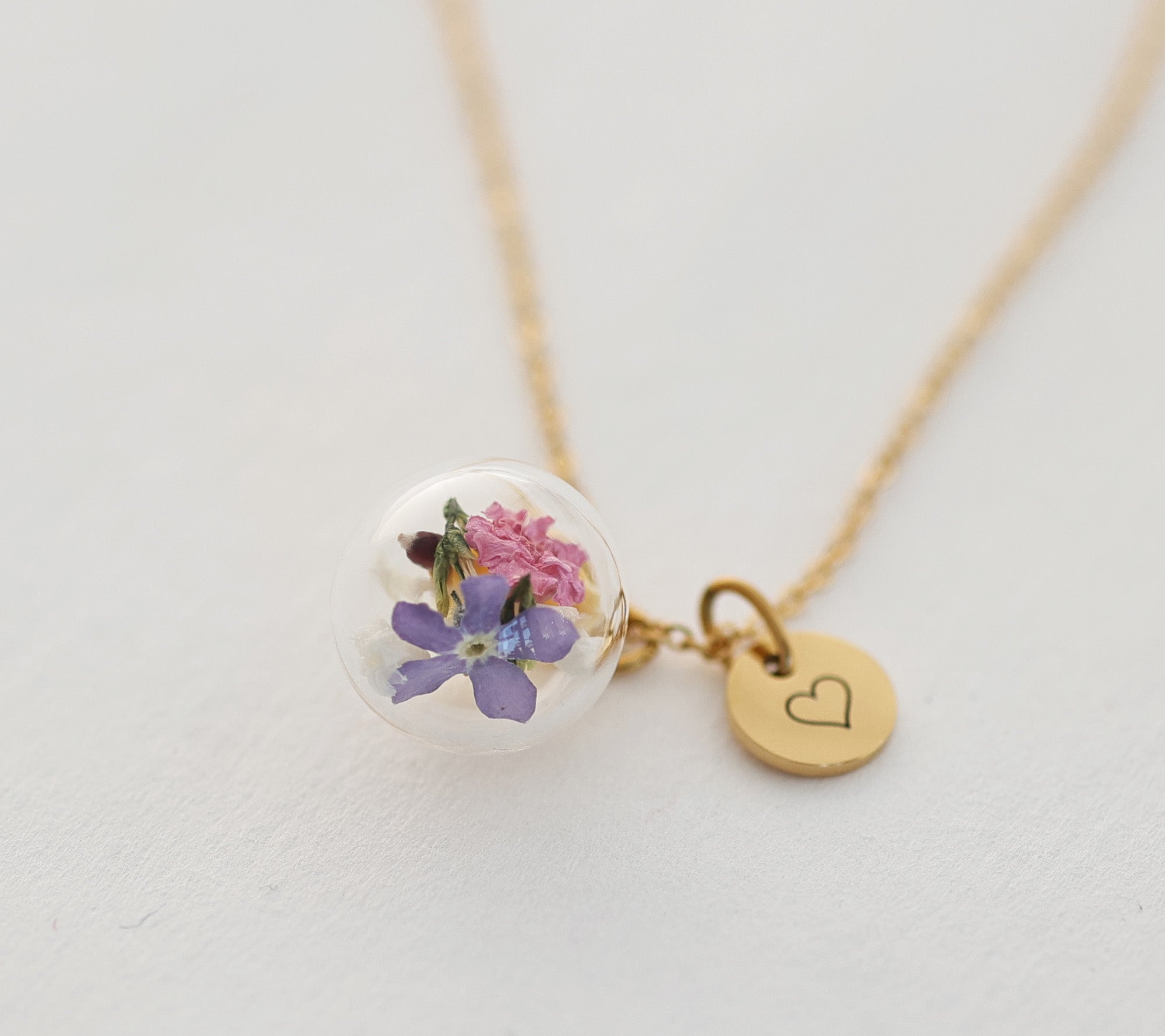 Personalisiertes Schmuckset mit echten Blumen - 925er Sterling Silber - VIVIANNASCHMUCK