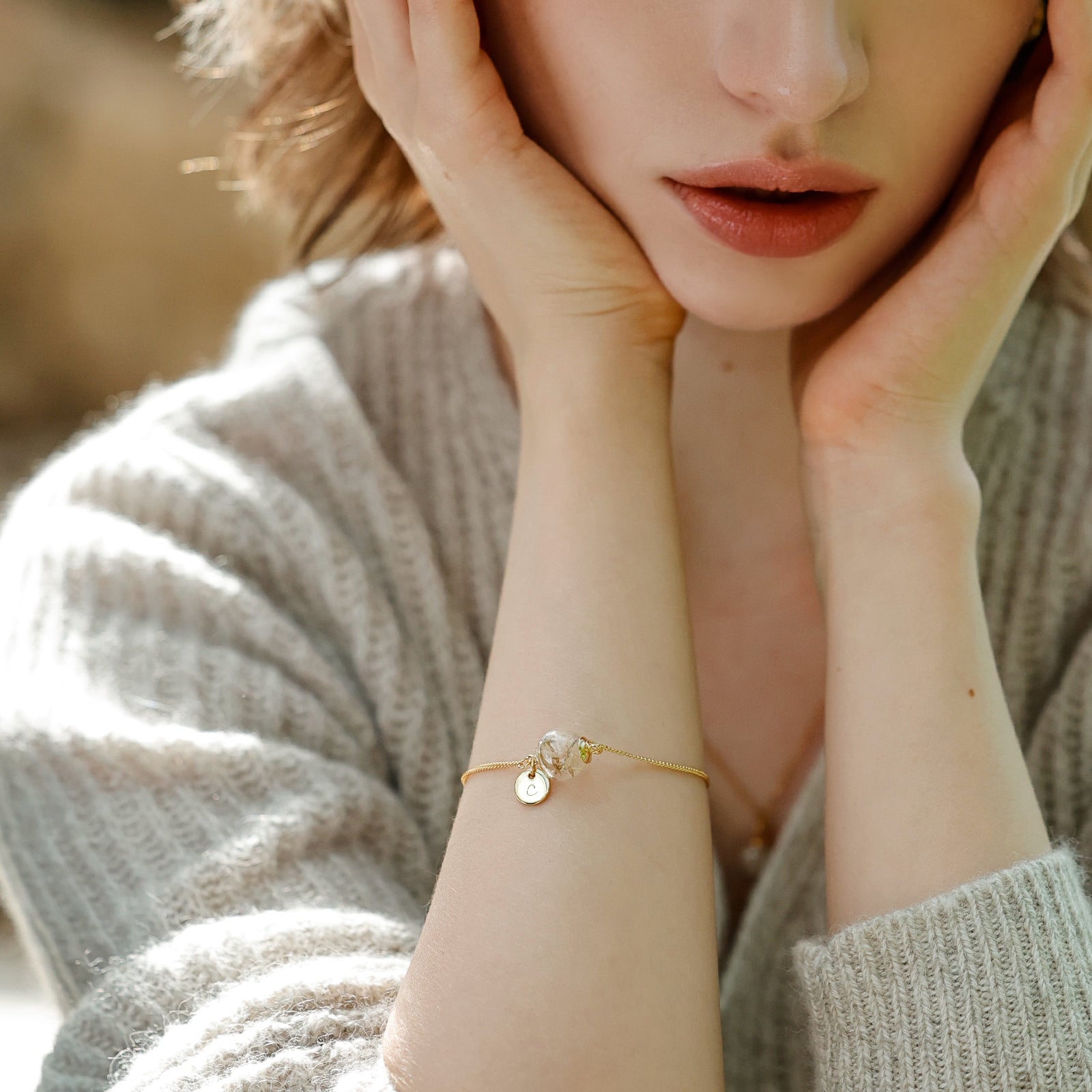 Personalized bracelet - real dandelion bracelet with personalized engraving - 925 sterling silver - rose gold, gold, silver - gift for her - A052
