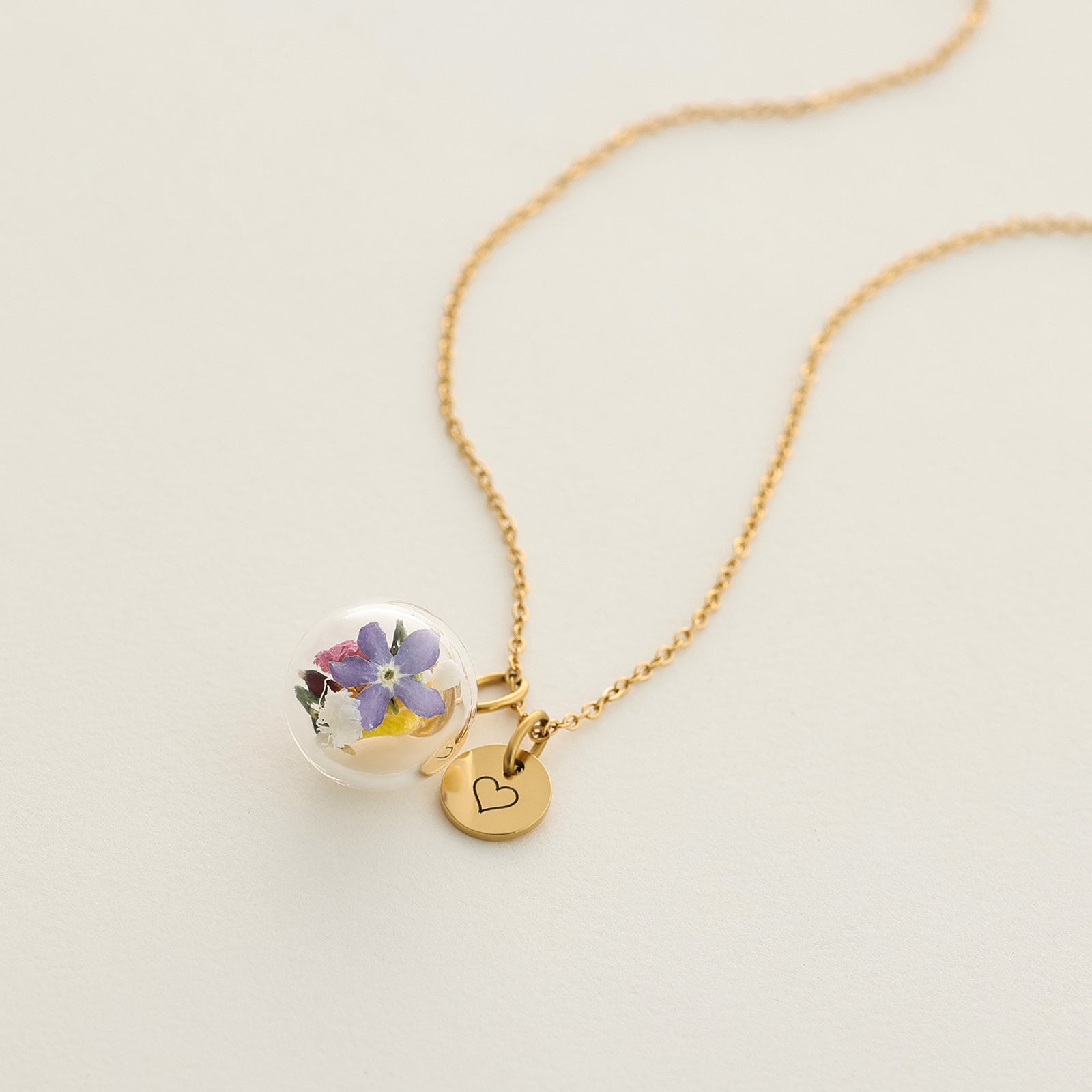 Personalized necklace with real flowers - 925 silver gold silver rose gold - gift for her - wedding jewelry - jewelry with engraving k301
