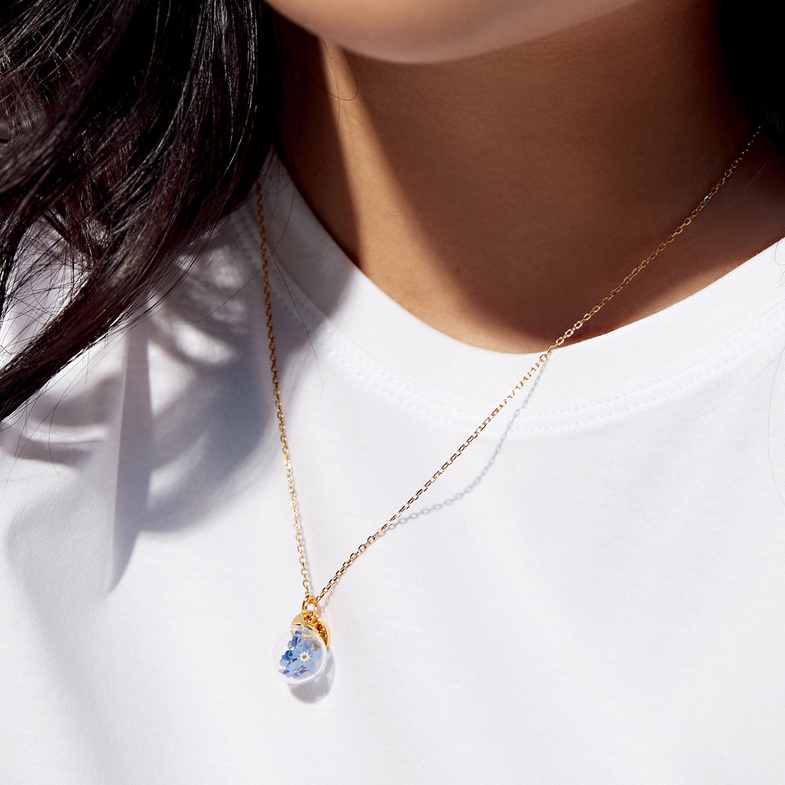 Personalized necklace 925 with real forget-me-not
