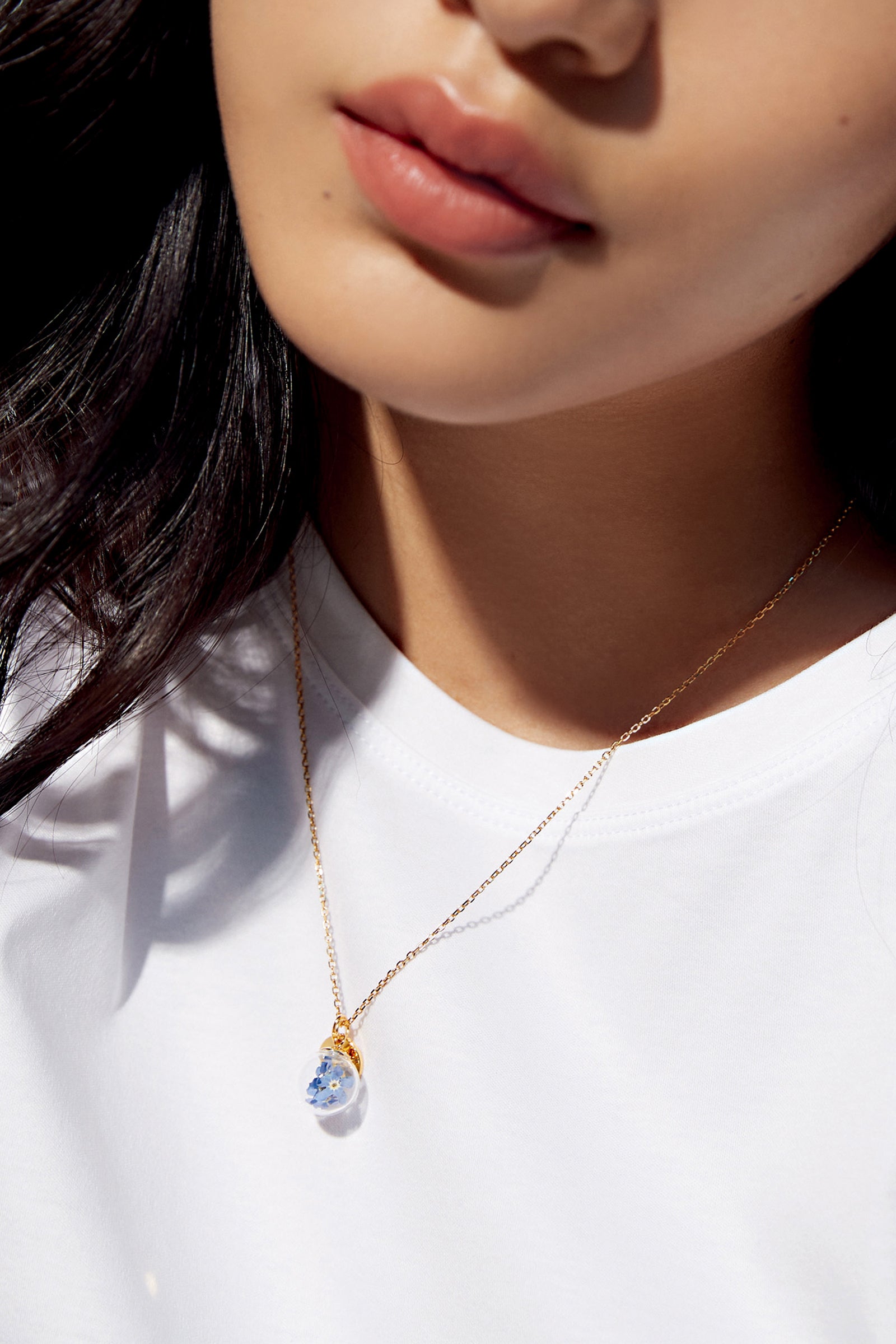Personalized necklace 925 with real forget-me-not