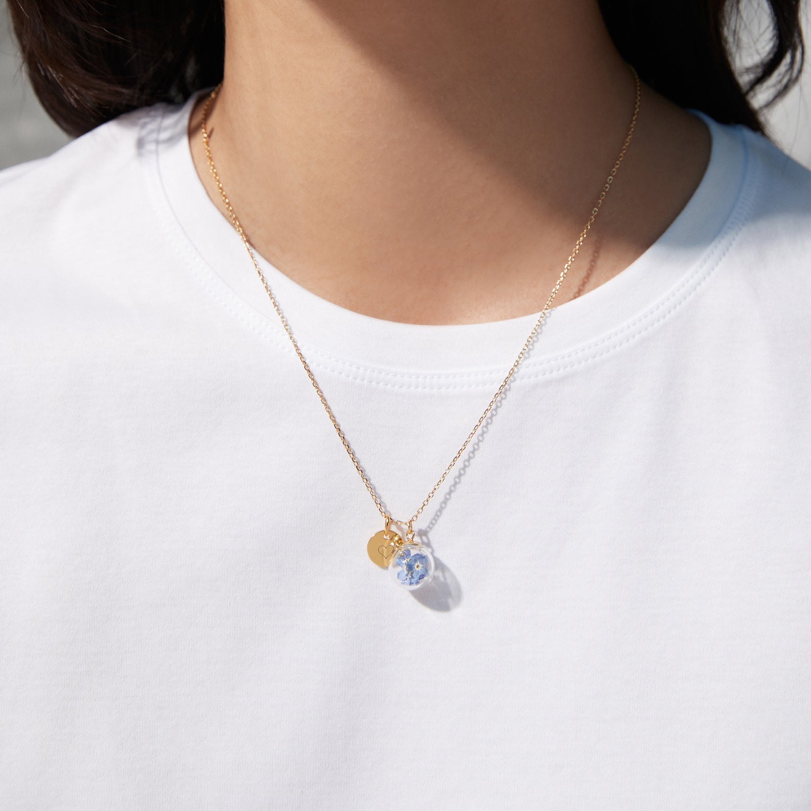 Real Forget-me-not Necklace - personalized