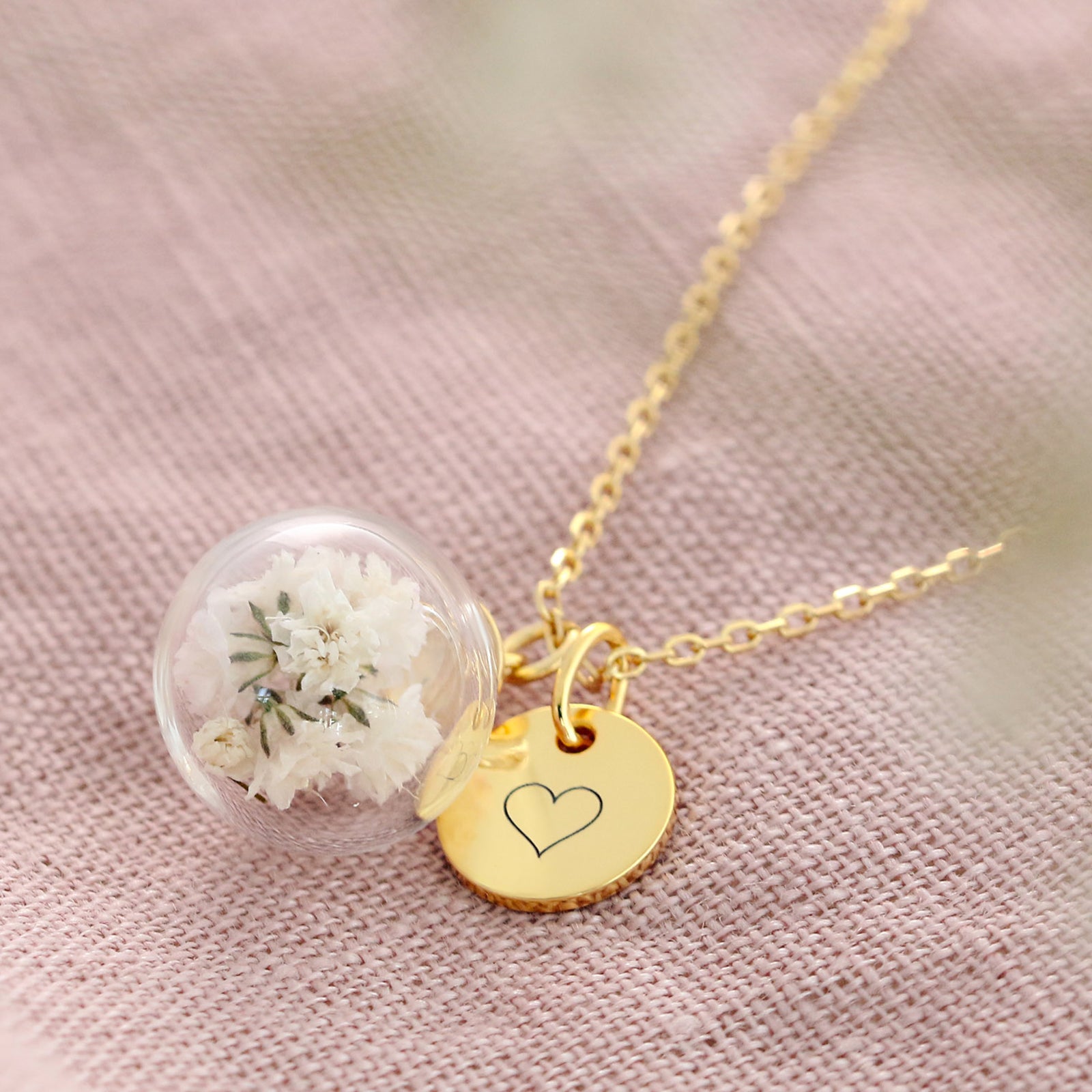 Necklace with real gypsophila - 925 Sterling Silver
