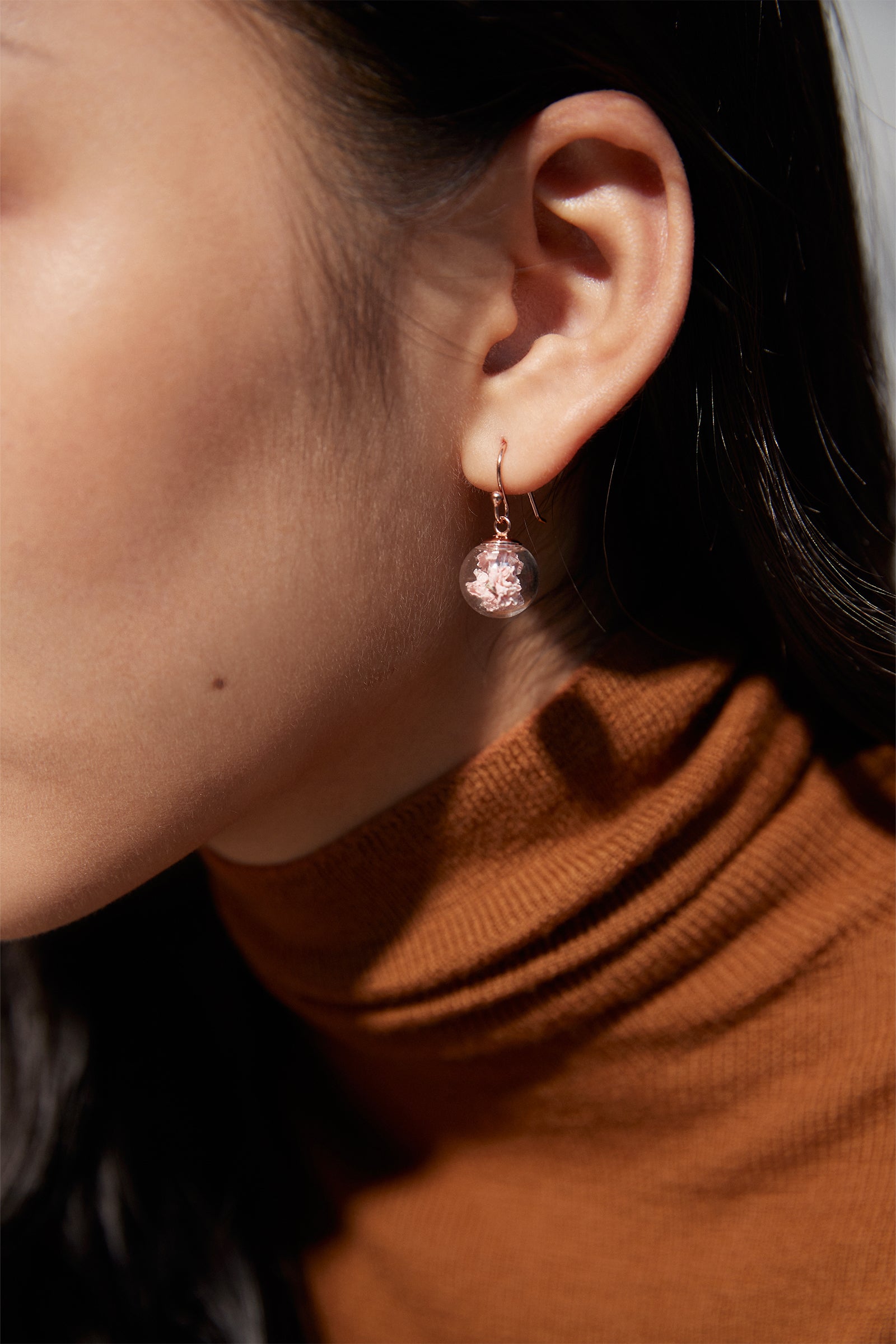 Real Gypsophila Earrings - 925 Sterling Silver
