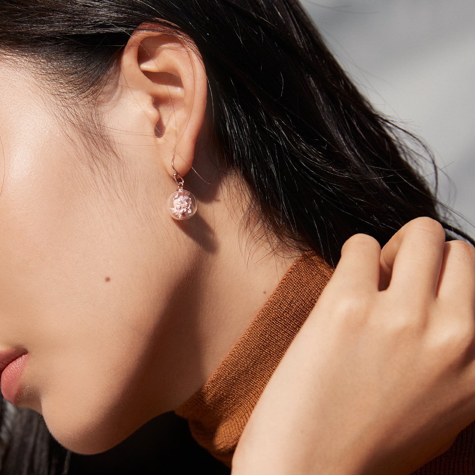 Real Gypsophila Earrings - 925 Sterling Silver
