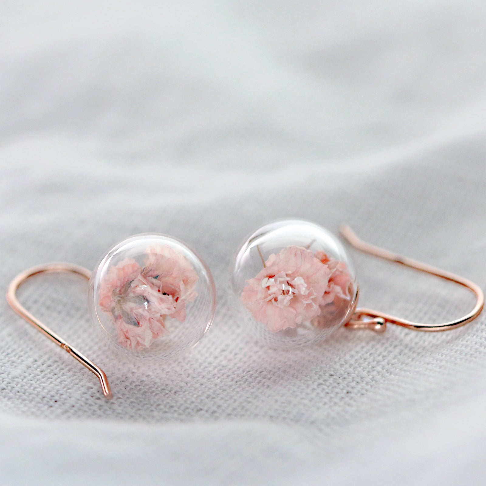 Real Gypsophila Earrings - 925 Sterling Silver
