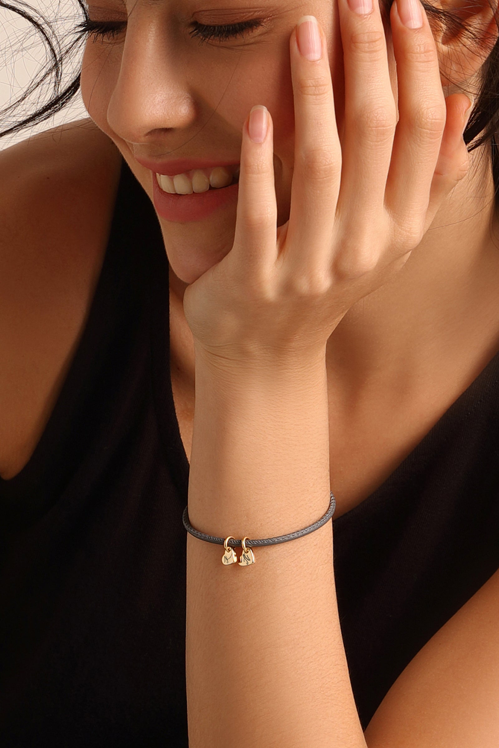 Lederarmband mit Herzchen Gravur - Initialen Nappaleder Armband