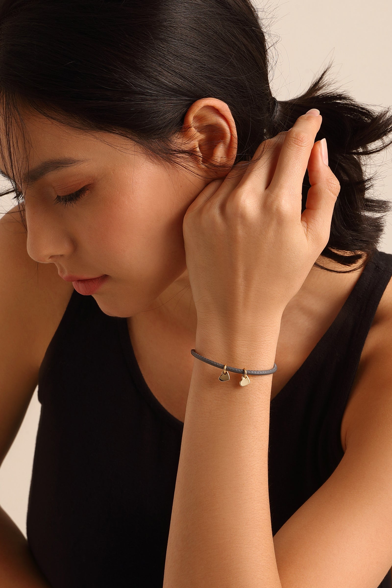 Lederarmband mit Herzchen Gravur - Initialen Nappaleder Armband