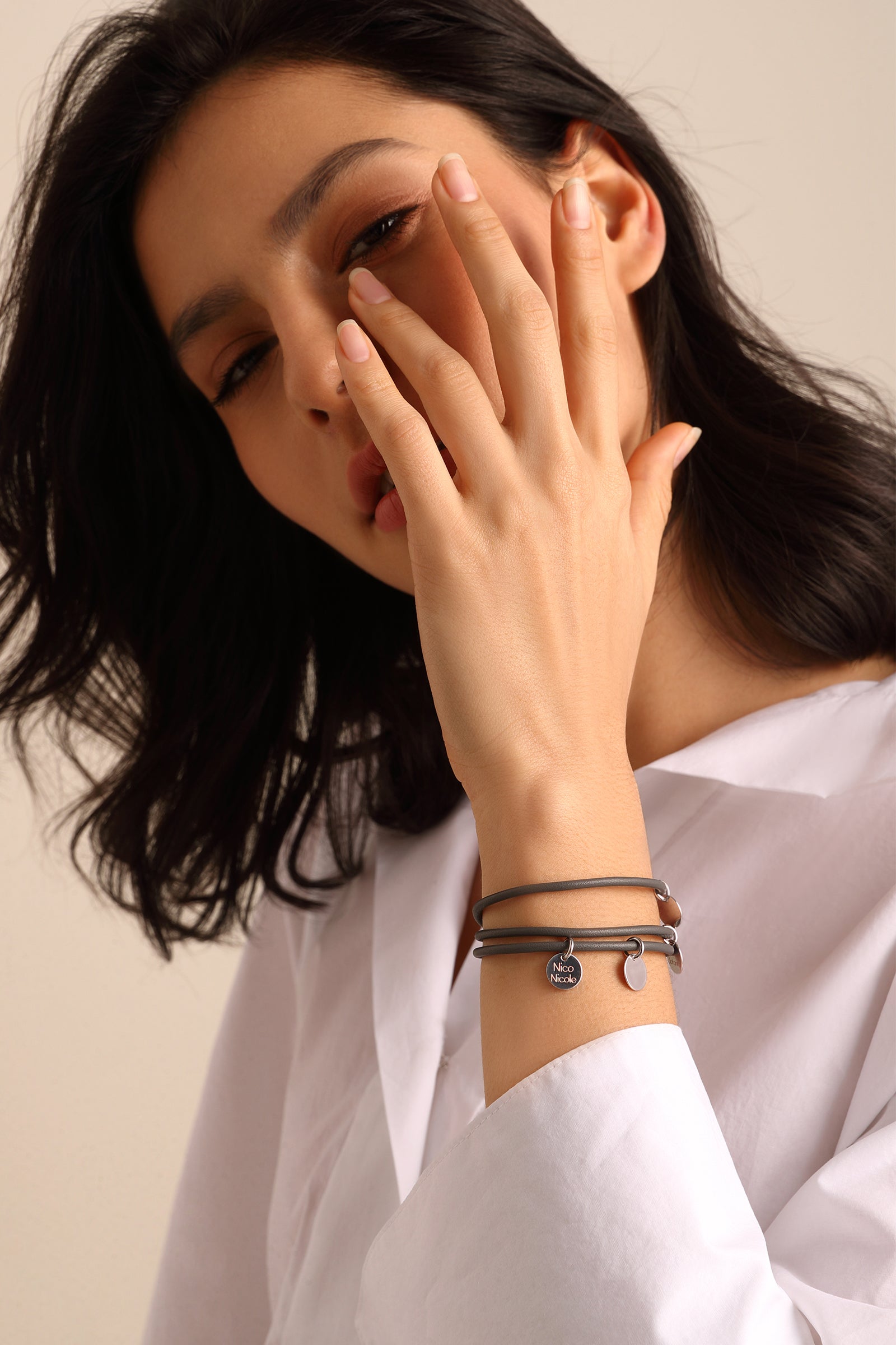 nappa leather wrap bracelet with engraving