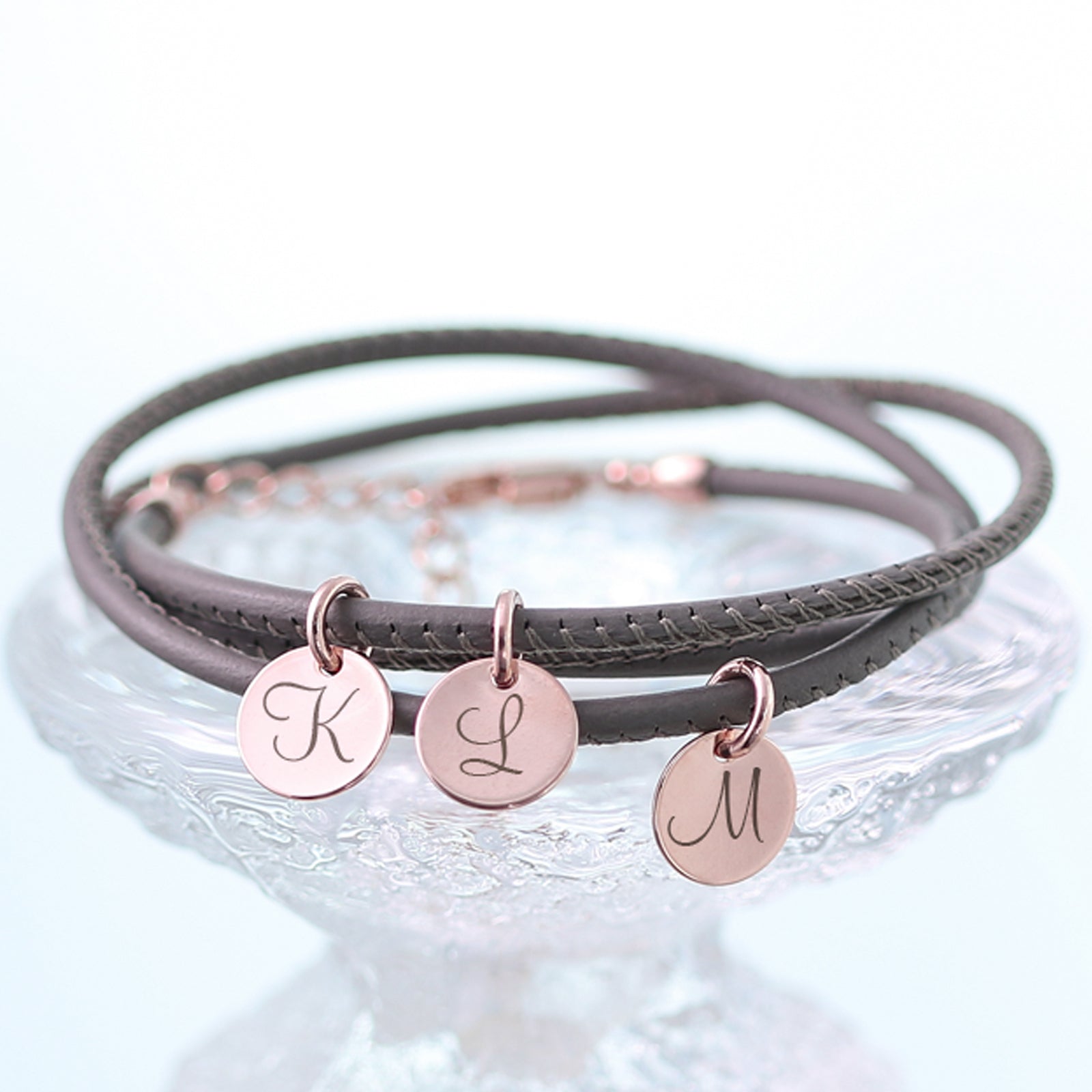 nappa leather wrap bracelet with engraving
