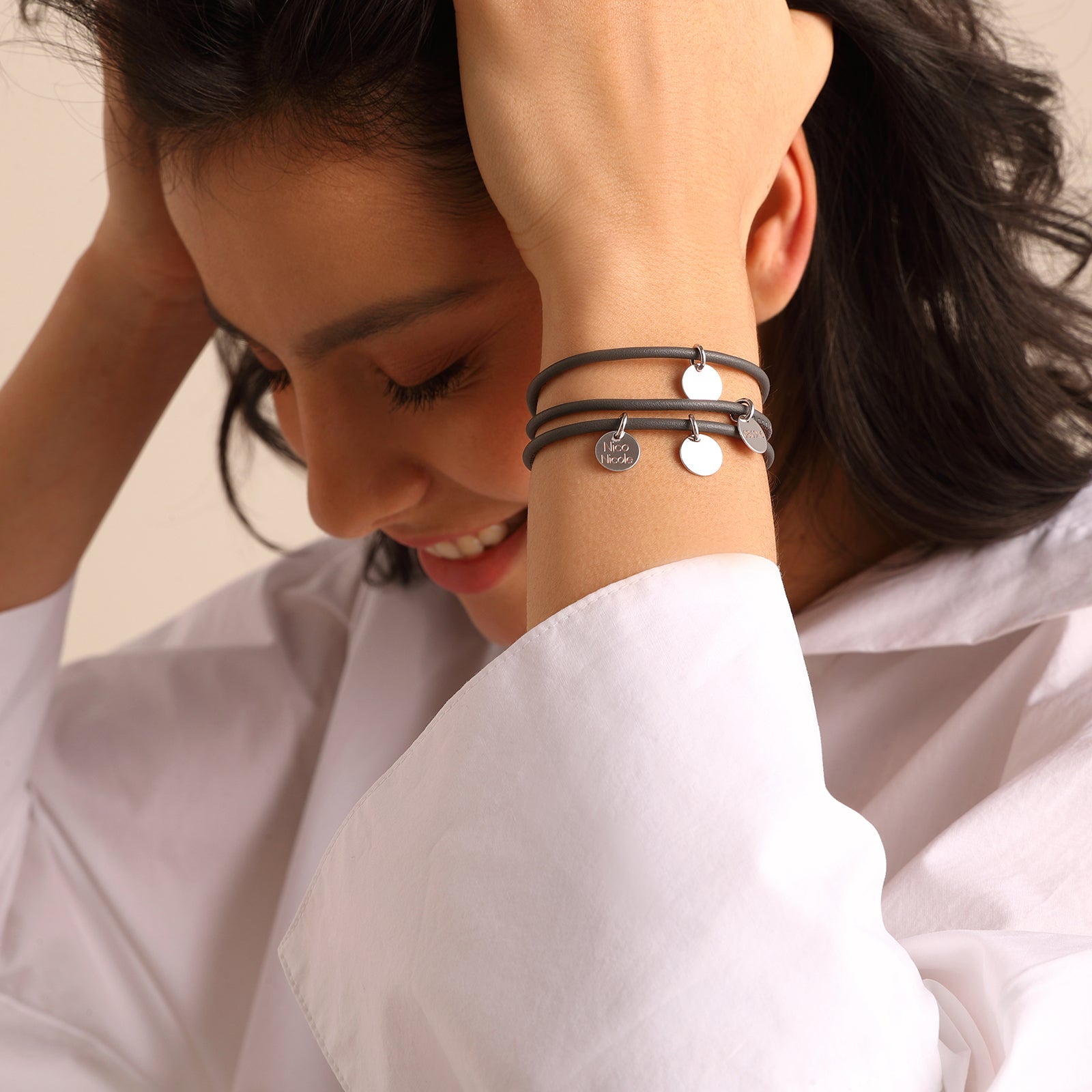 nappa leather wrap bracelet with engraving
