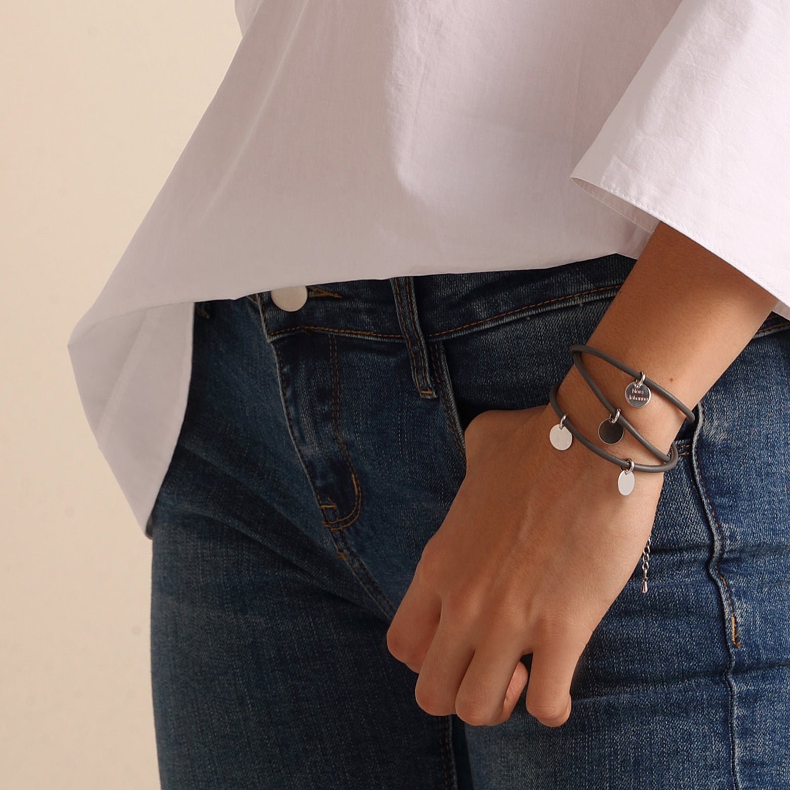 nappa leather wrap bracelet with engraving