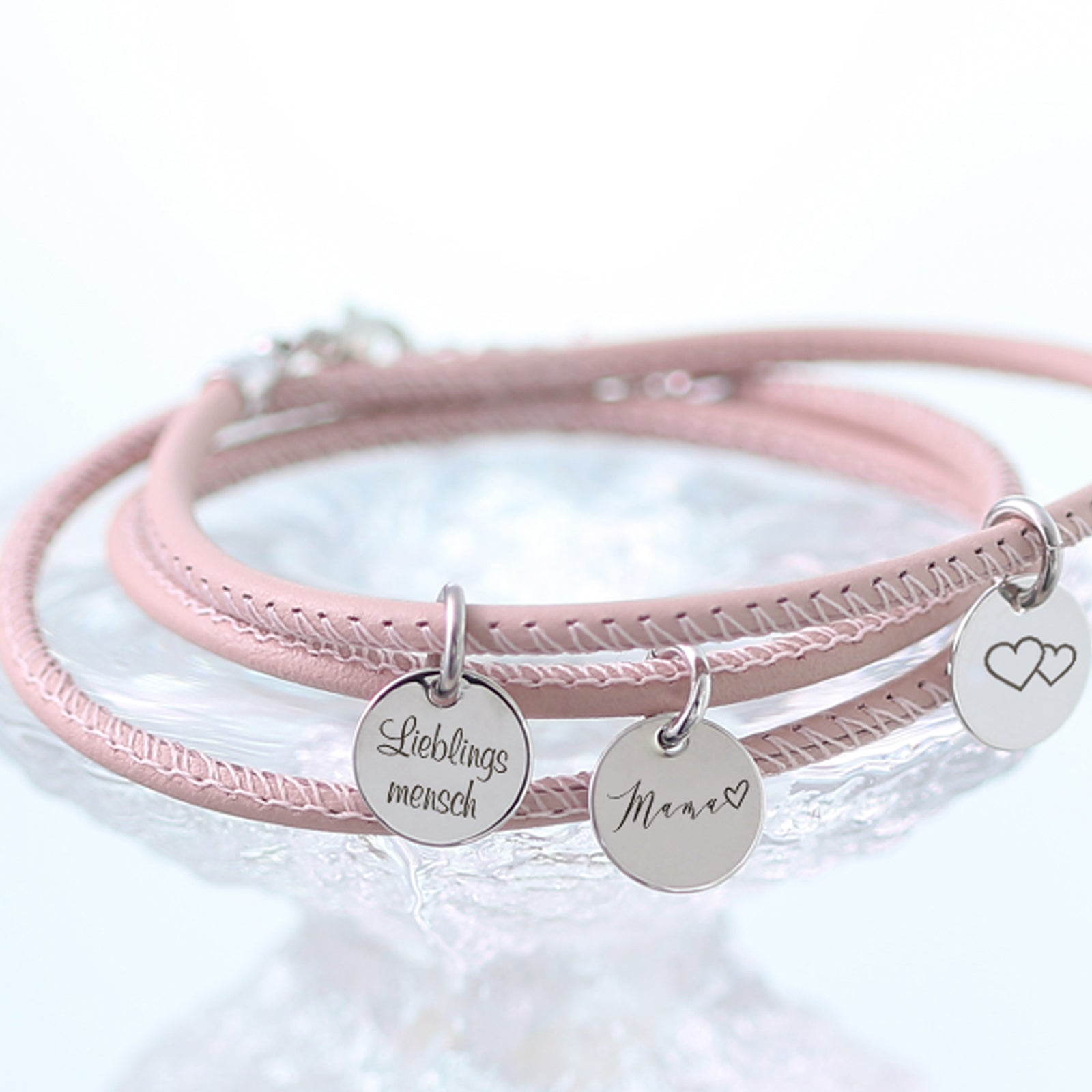 nappa leather wrap bracelet with engraving