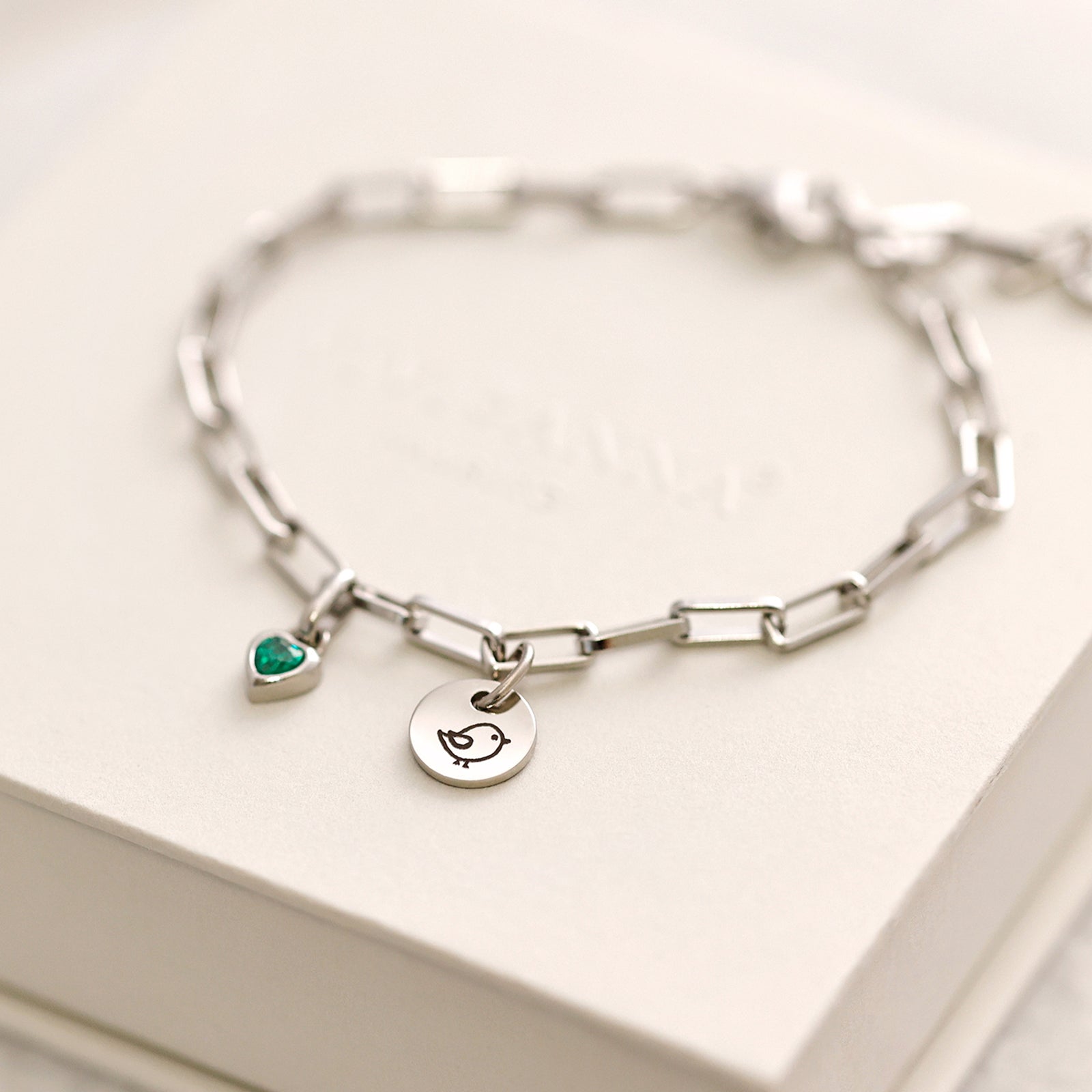 Personalisiertes Armband mit Geburtsstein - Edelstahl Armkette - Glieder Armband - wasserfestes Armband - Namen Armband - AE010 - VIVIANNASCHMUCK